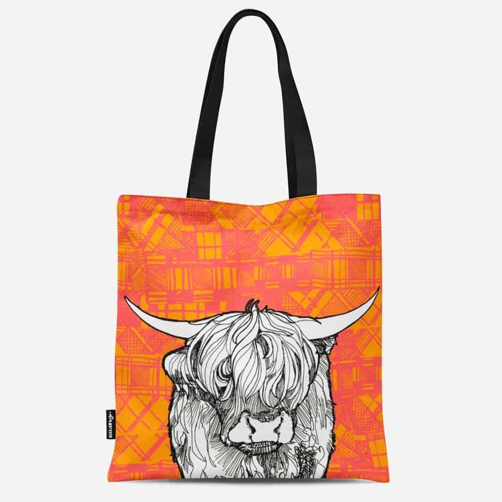 Highland Cow Tartan Tote Bag