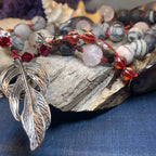 Red Skies Feather Long Necklace