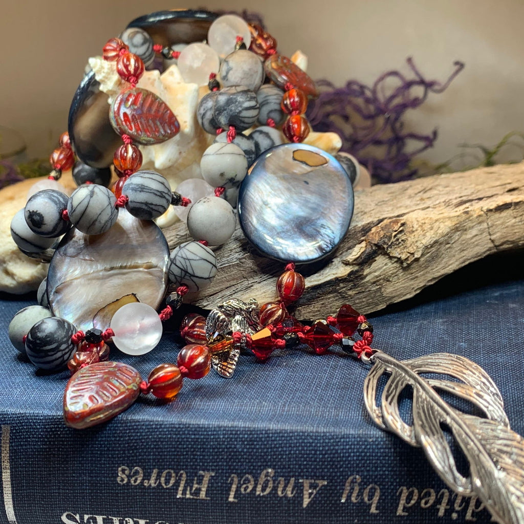 Red Skies Feather Long Necklace