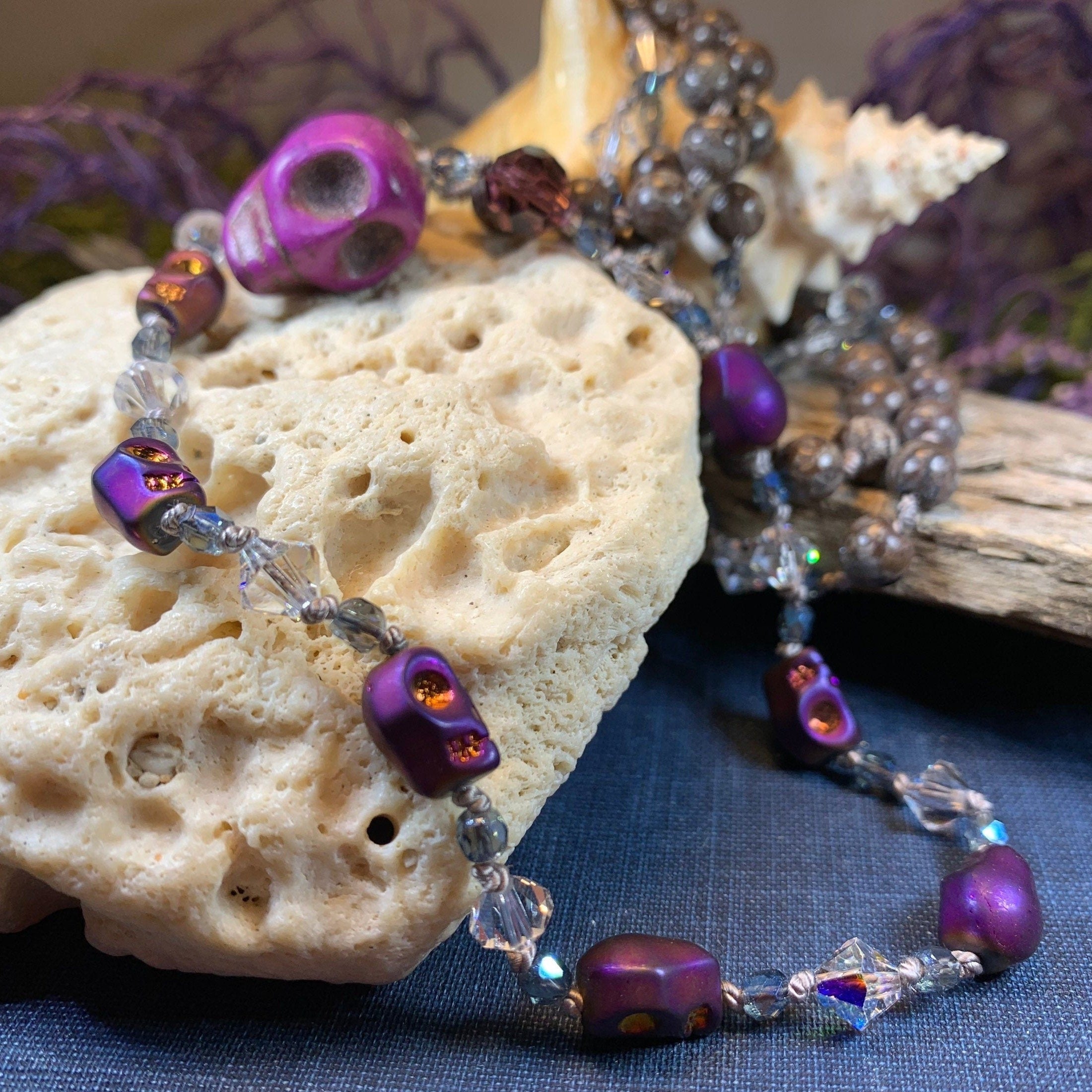 Purple Magic Long Beaded Necklace