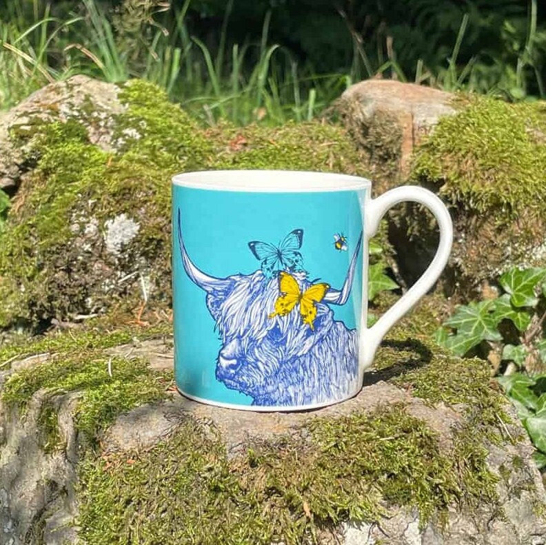 Highland Cow & Butterflies Mug