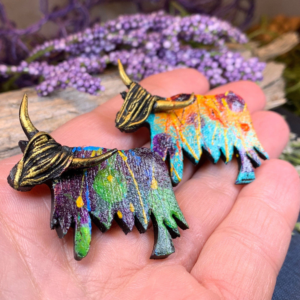 Splatter Highland Cow Brooch