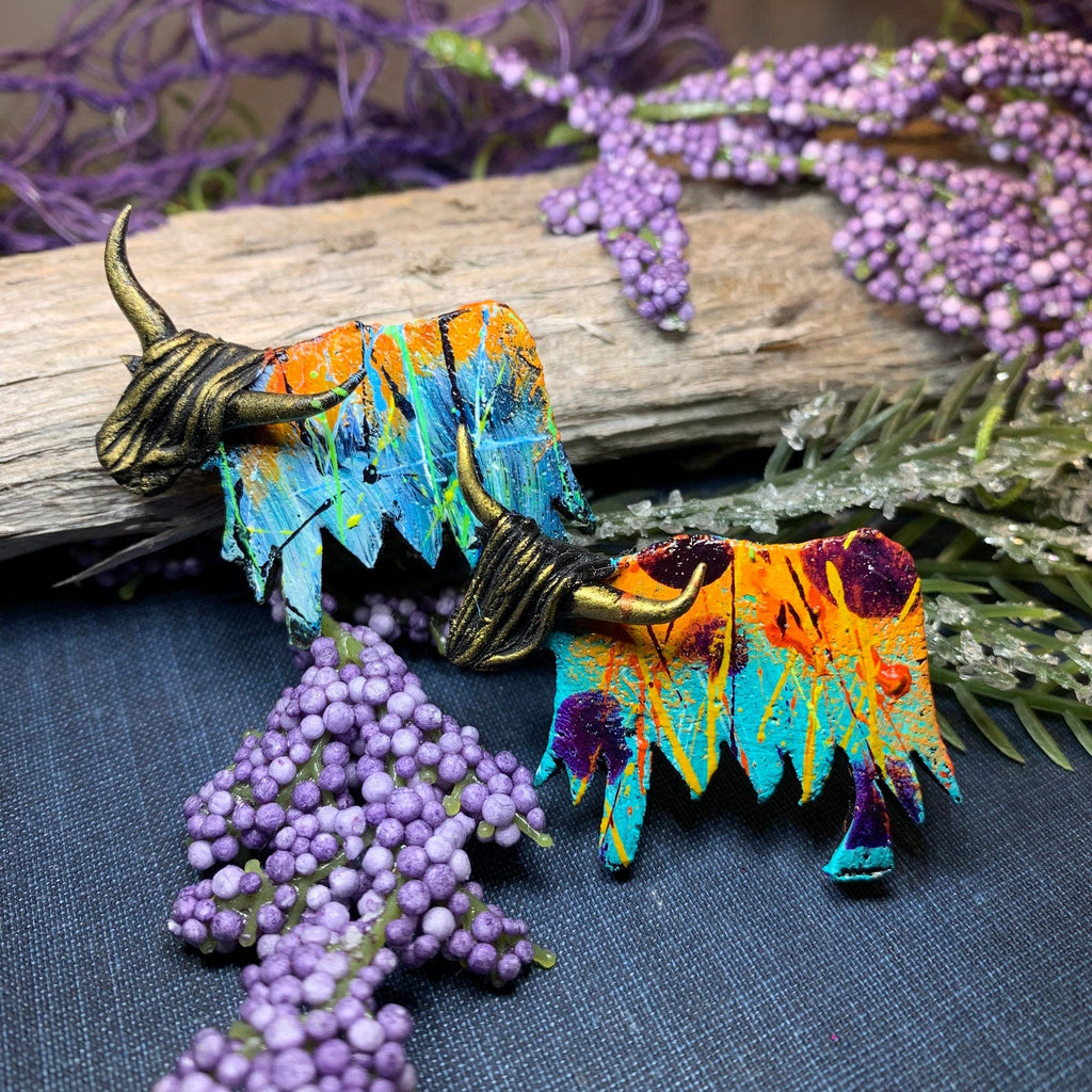Splatter Highland Cow Brooch