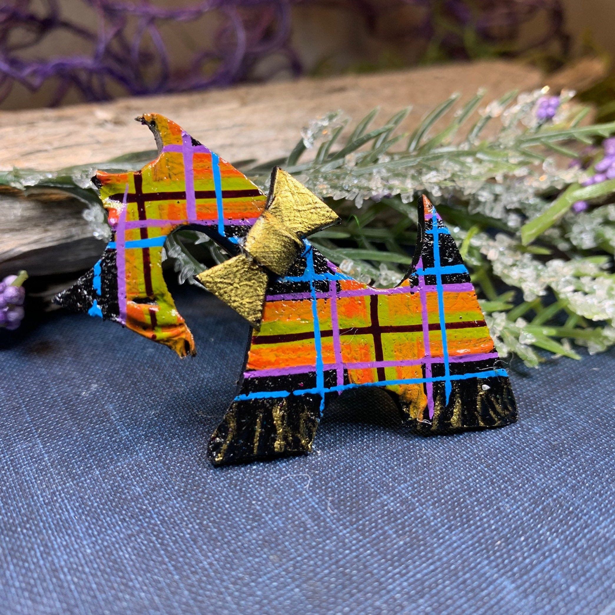 Tartan Dog Scottish Brooch