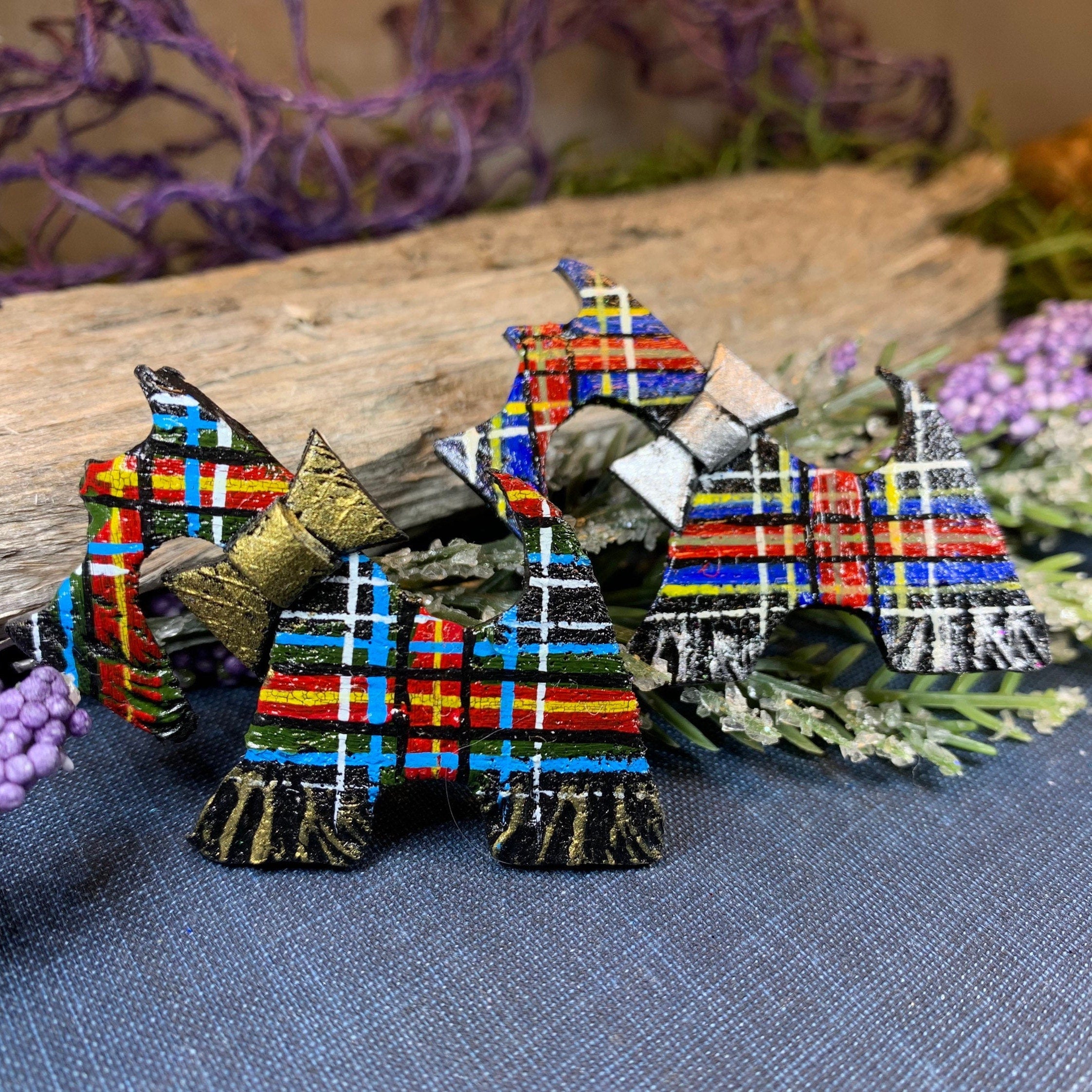 Tartan Dog Scottish Brooch