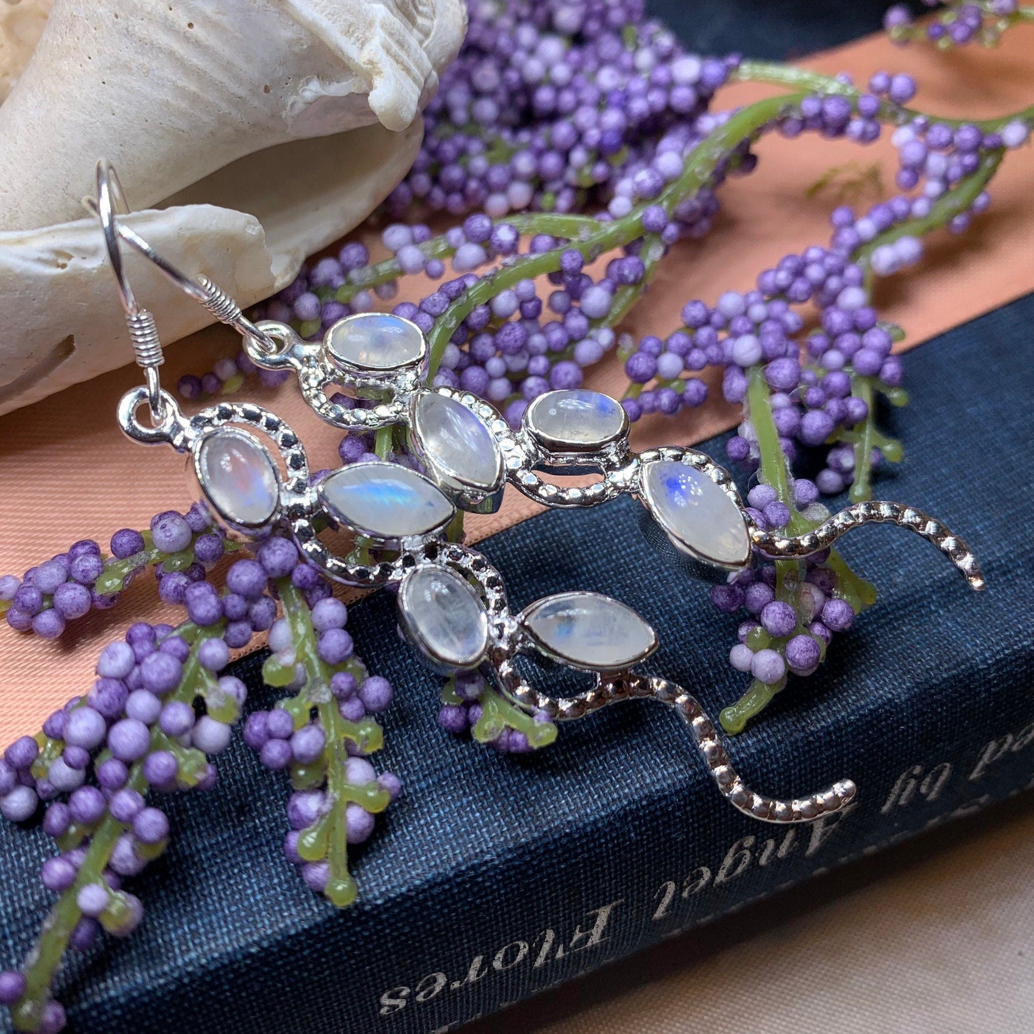 Milky Way Moonstone Earrings