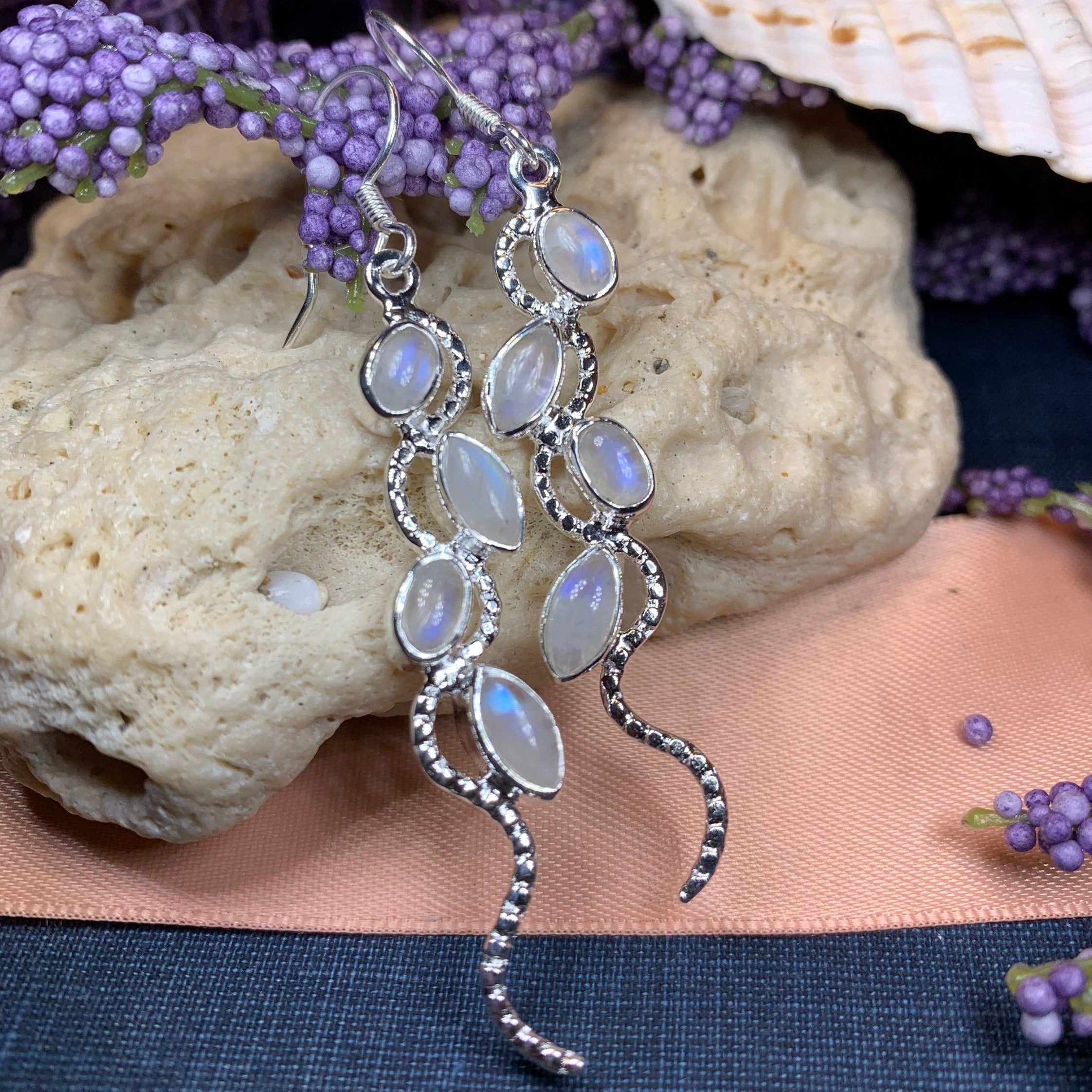 Milky Way Moonstone Earrings