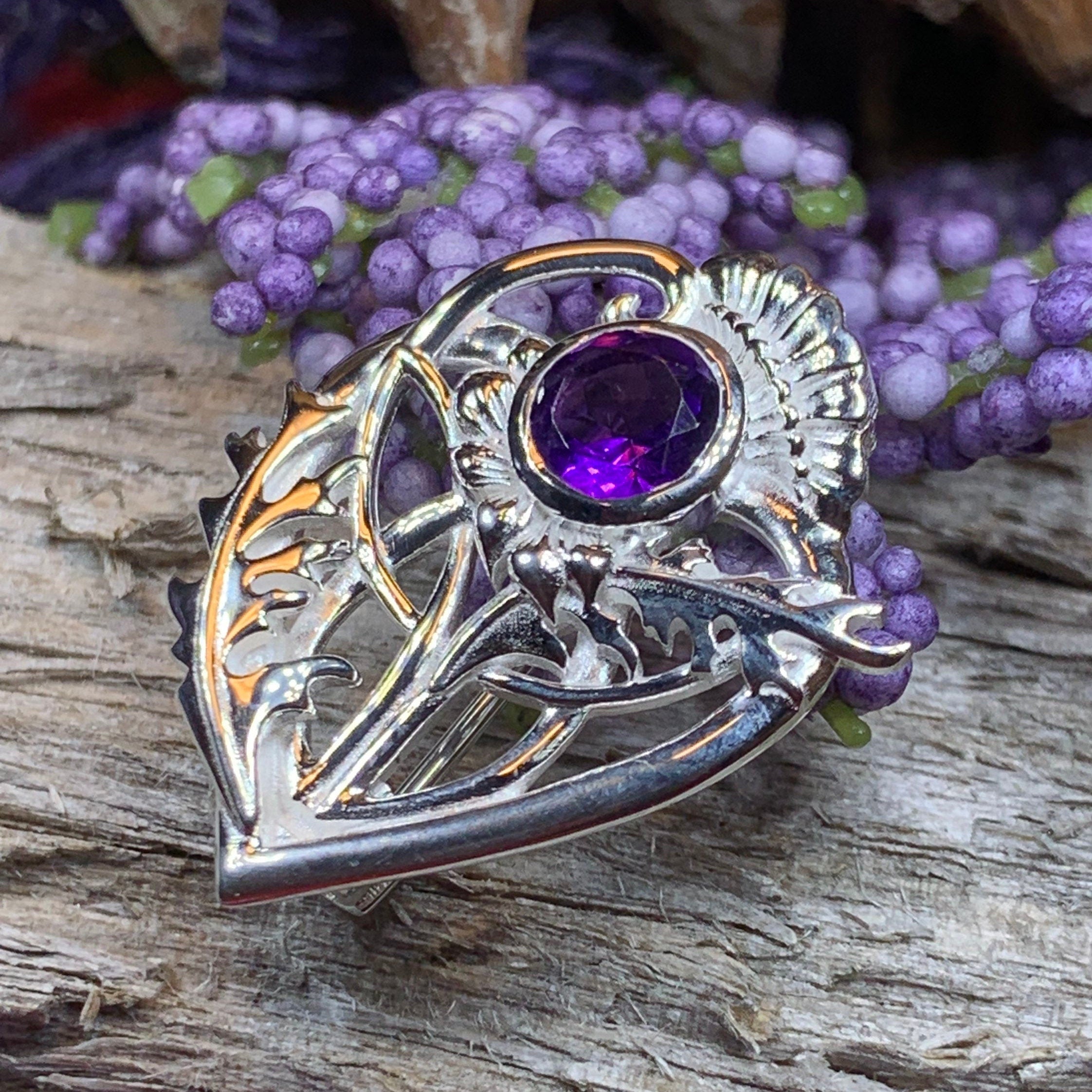 Cairn Sabie Thistle Amethyst Brooch