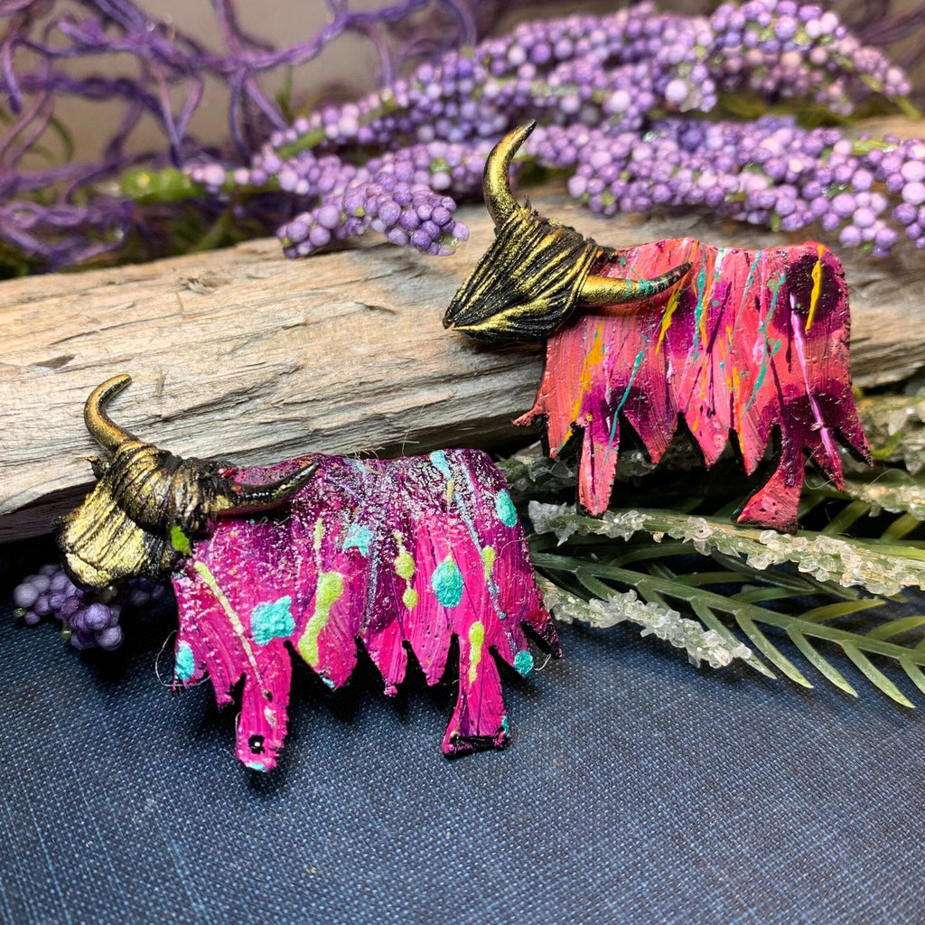 Splatter Highland Cow Brooch