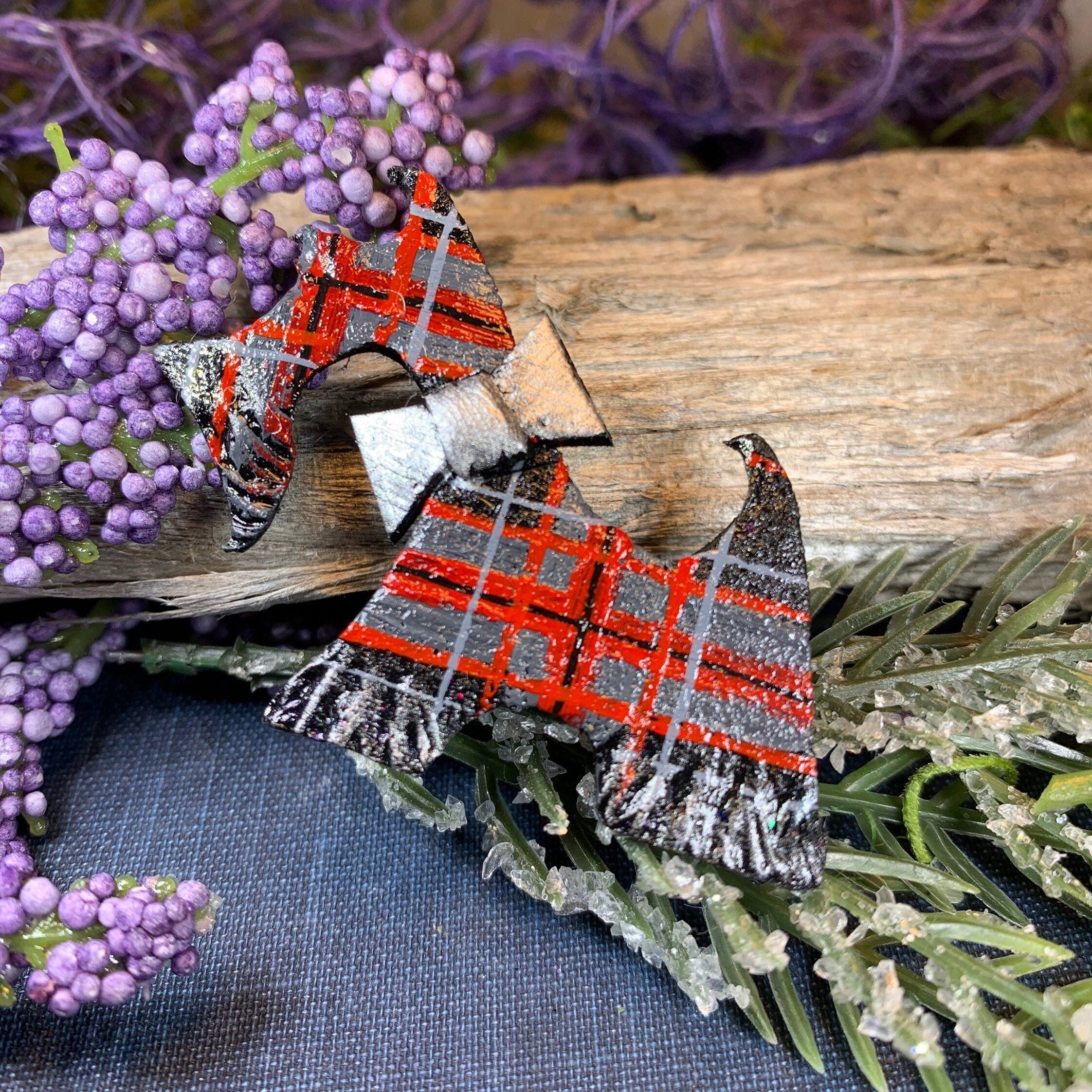 Tartan Dog Scottish Brooch