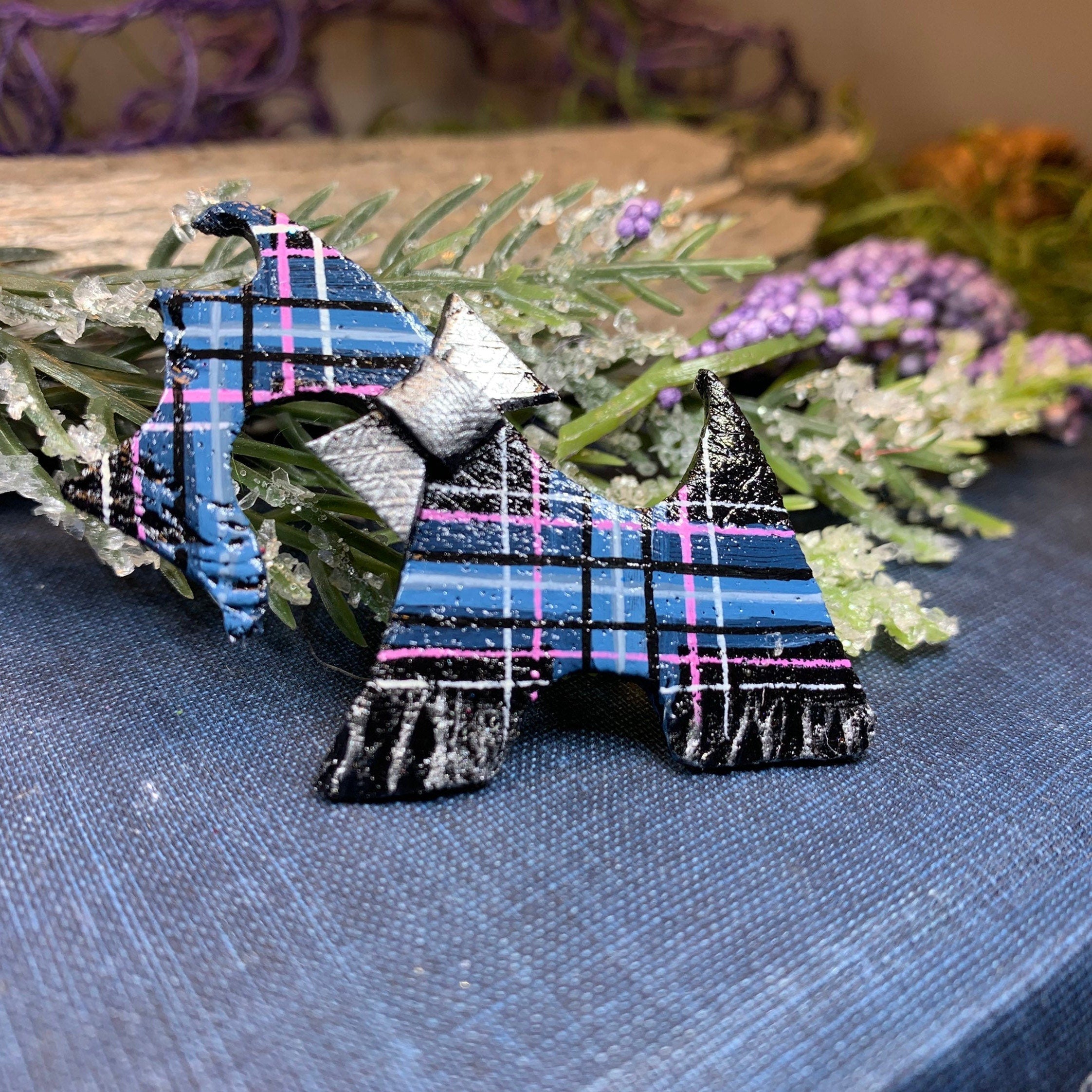 Tartan Dog Scottish Brooch