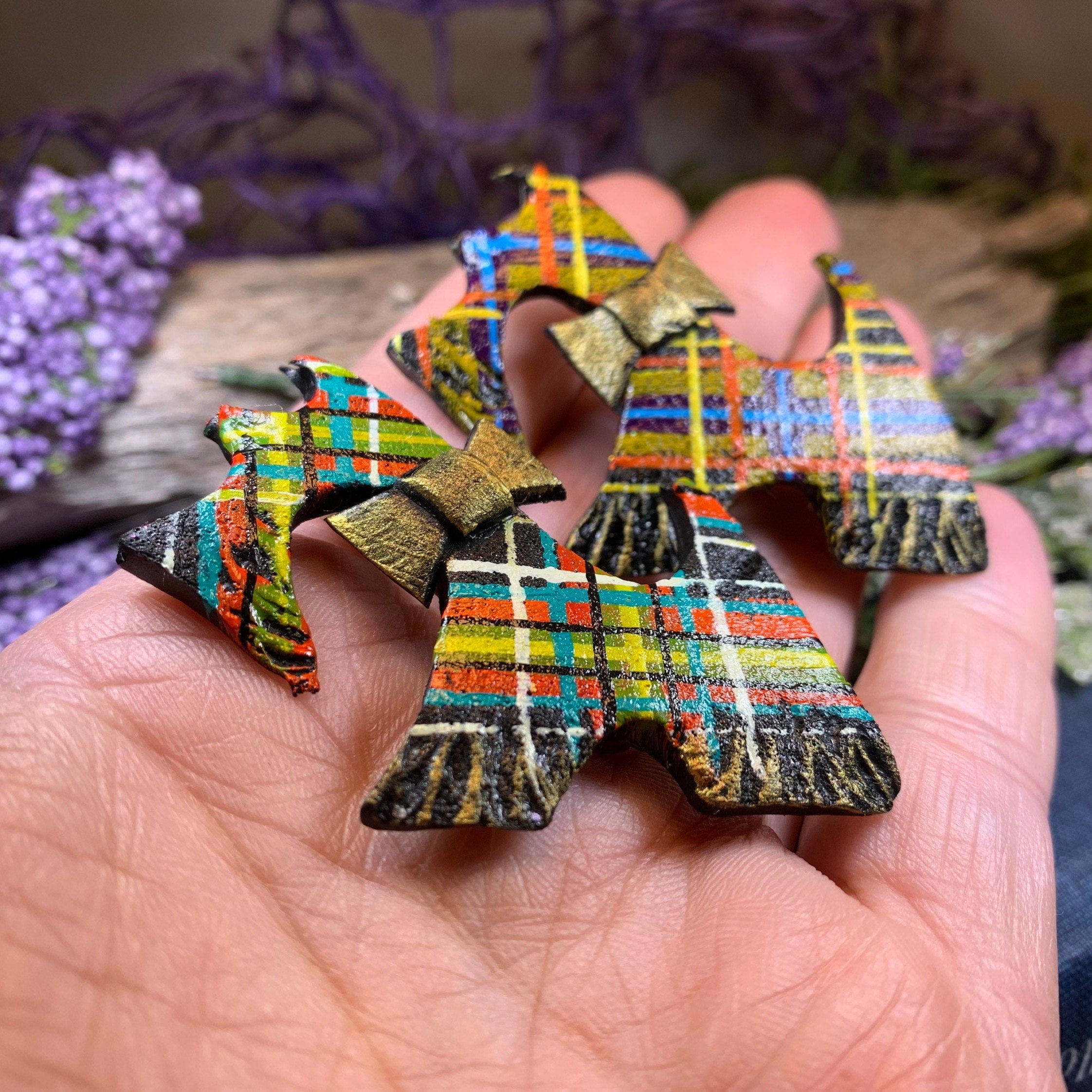 Tartan Dog Scottish Brooch