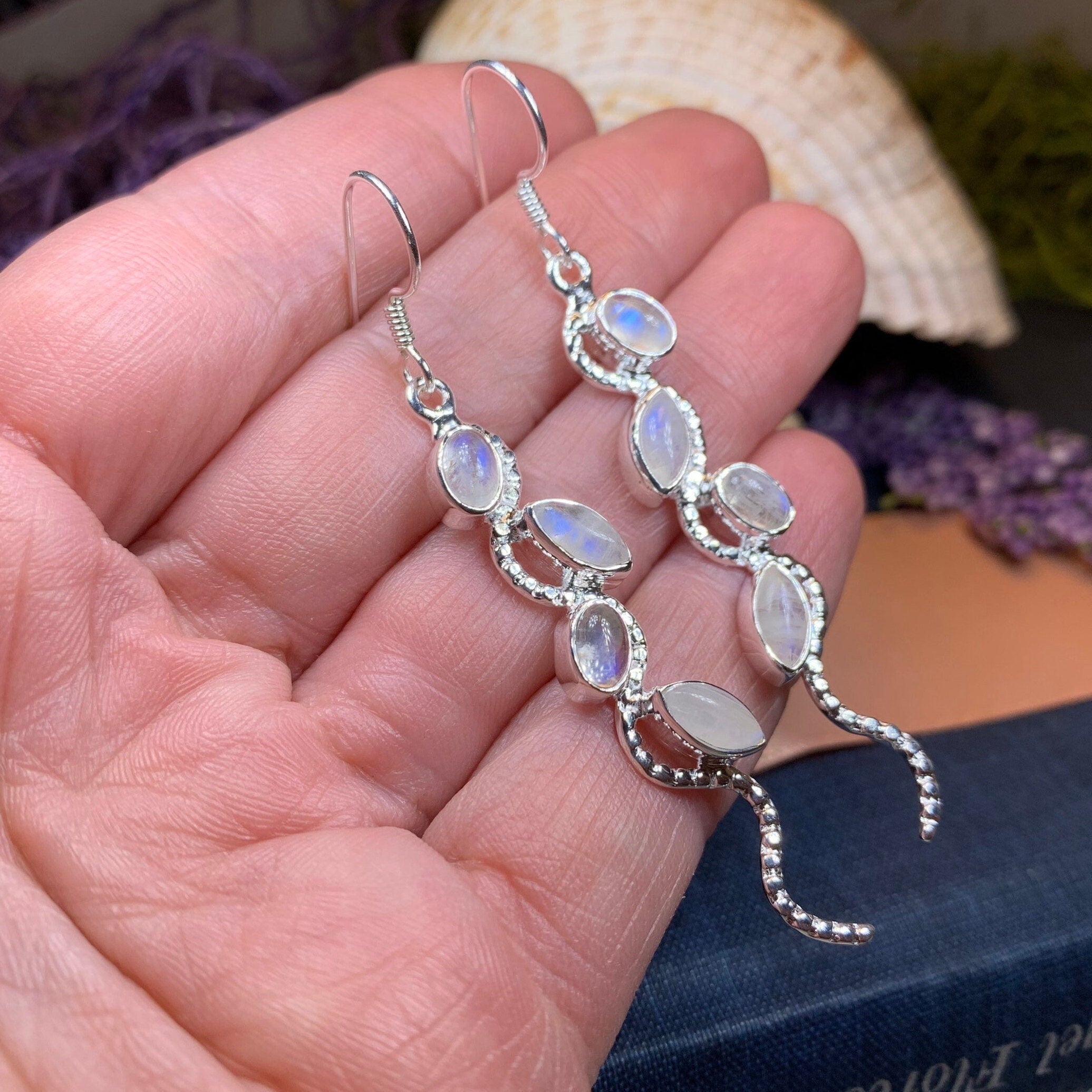 Milky Way Moonstone Earrings