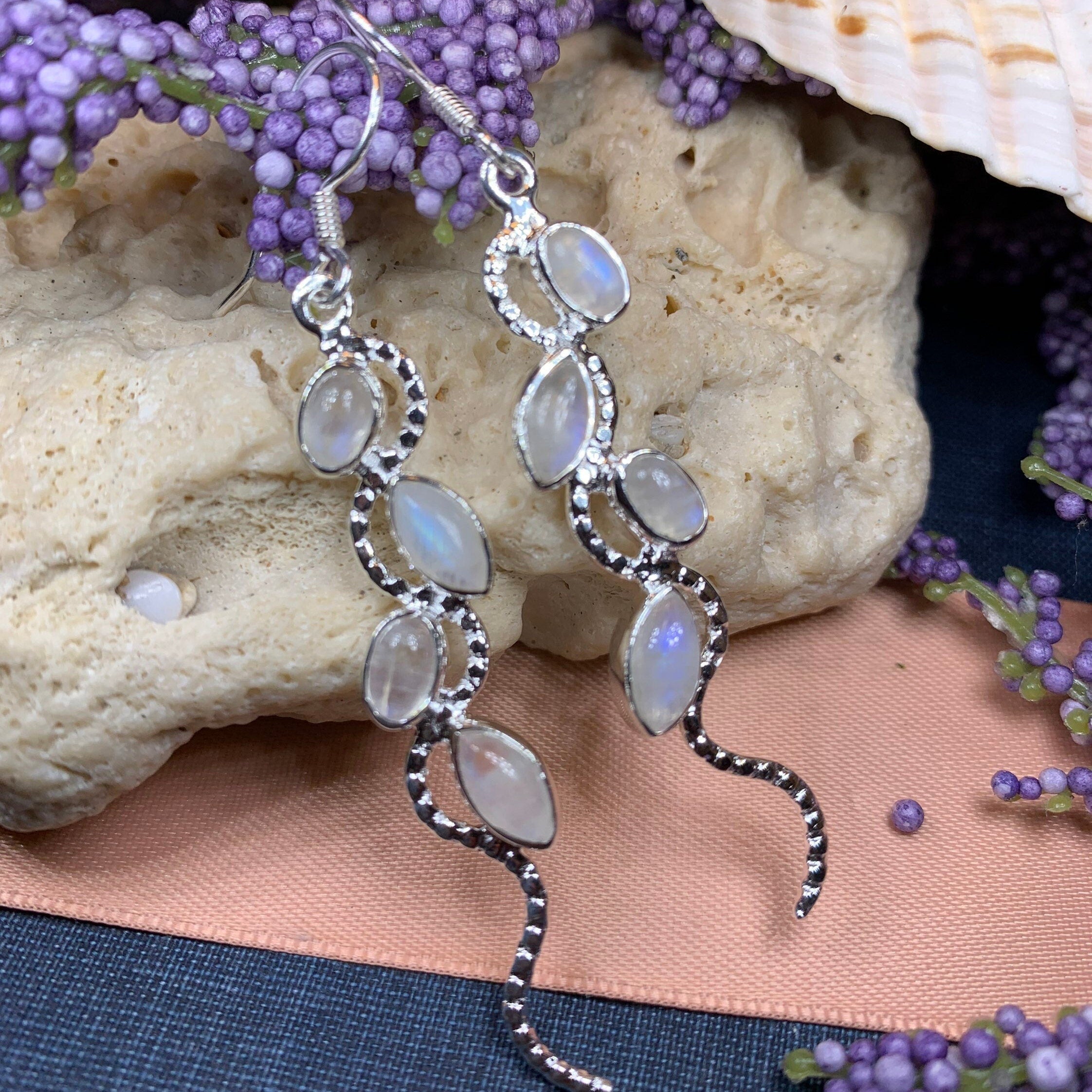 Milky Way Moonstone Earrings