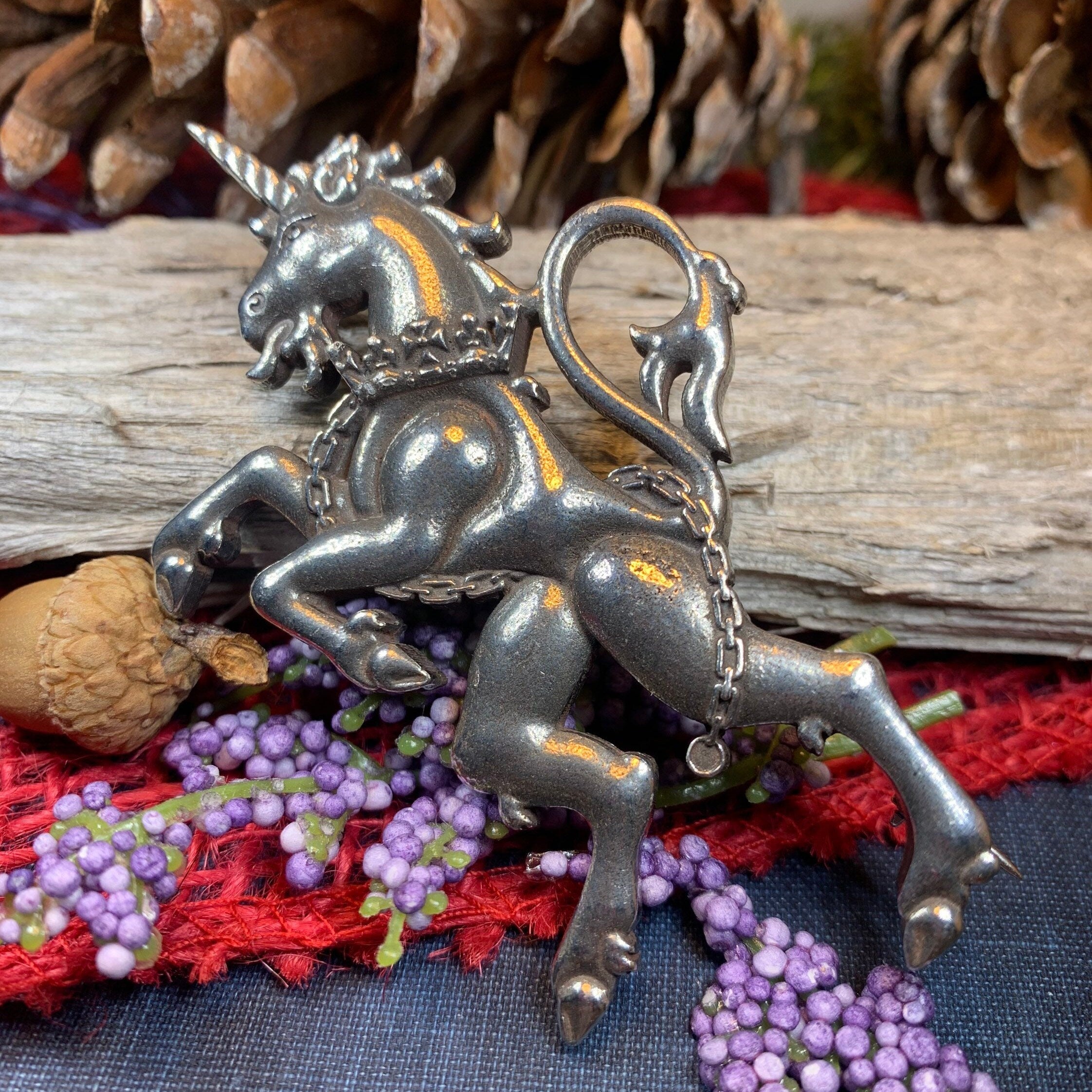 Giles Unicorn of Scotland Tartan Pin