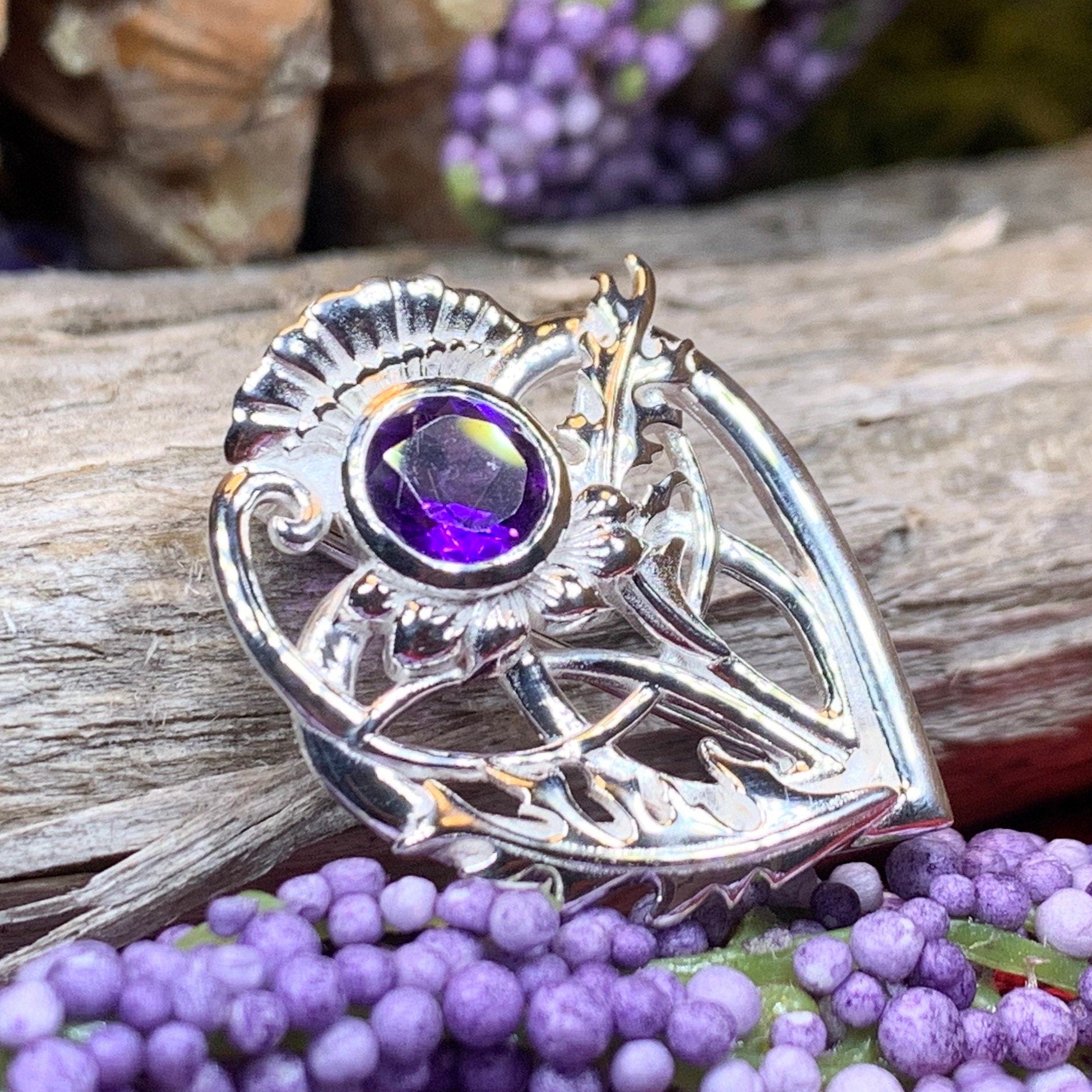Cairn Sabie Thistle Amethyst Brooch