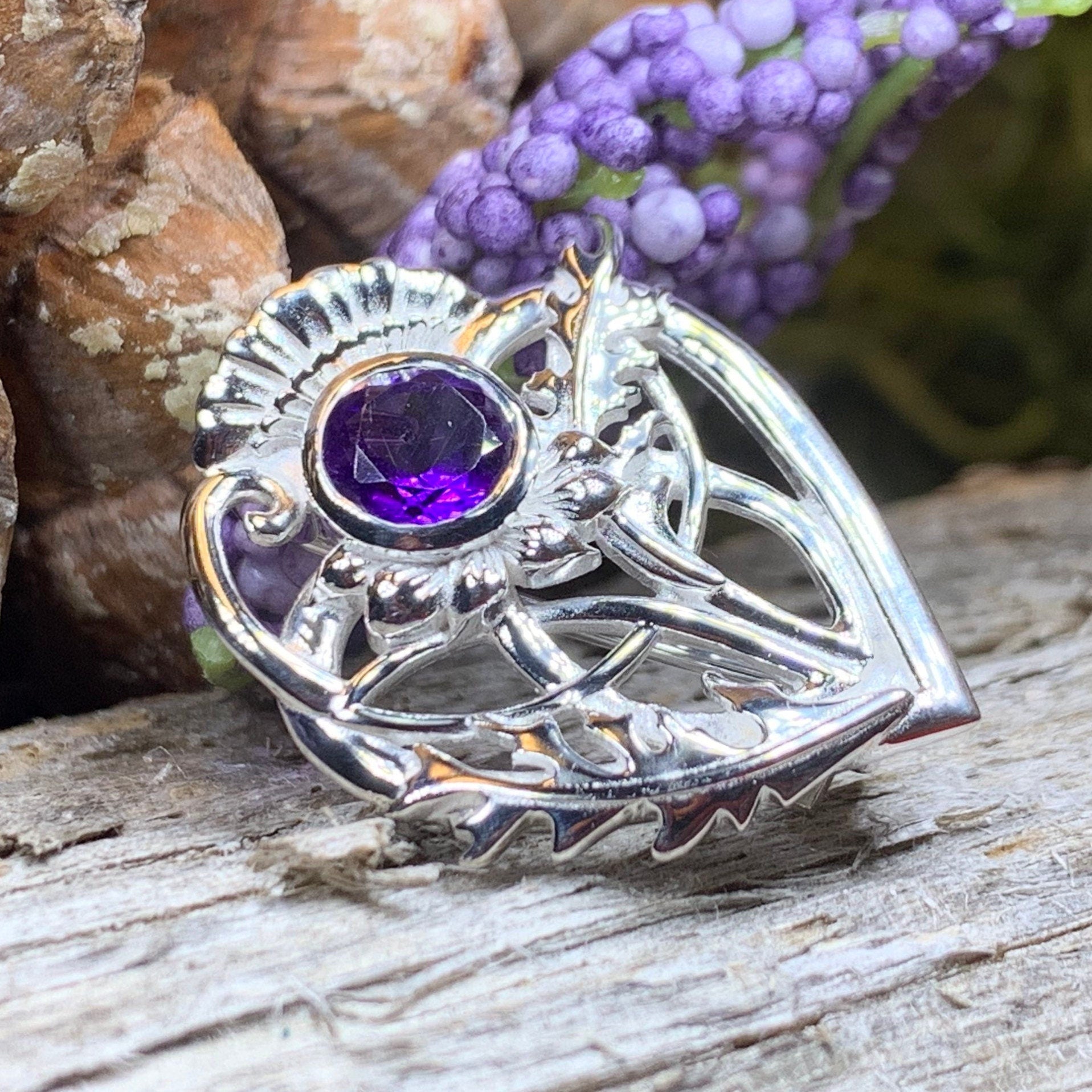 Cairn Sabie Thistle Amethyst Brooch