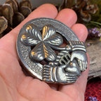 Classic Claddagh Shamrock Brooch