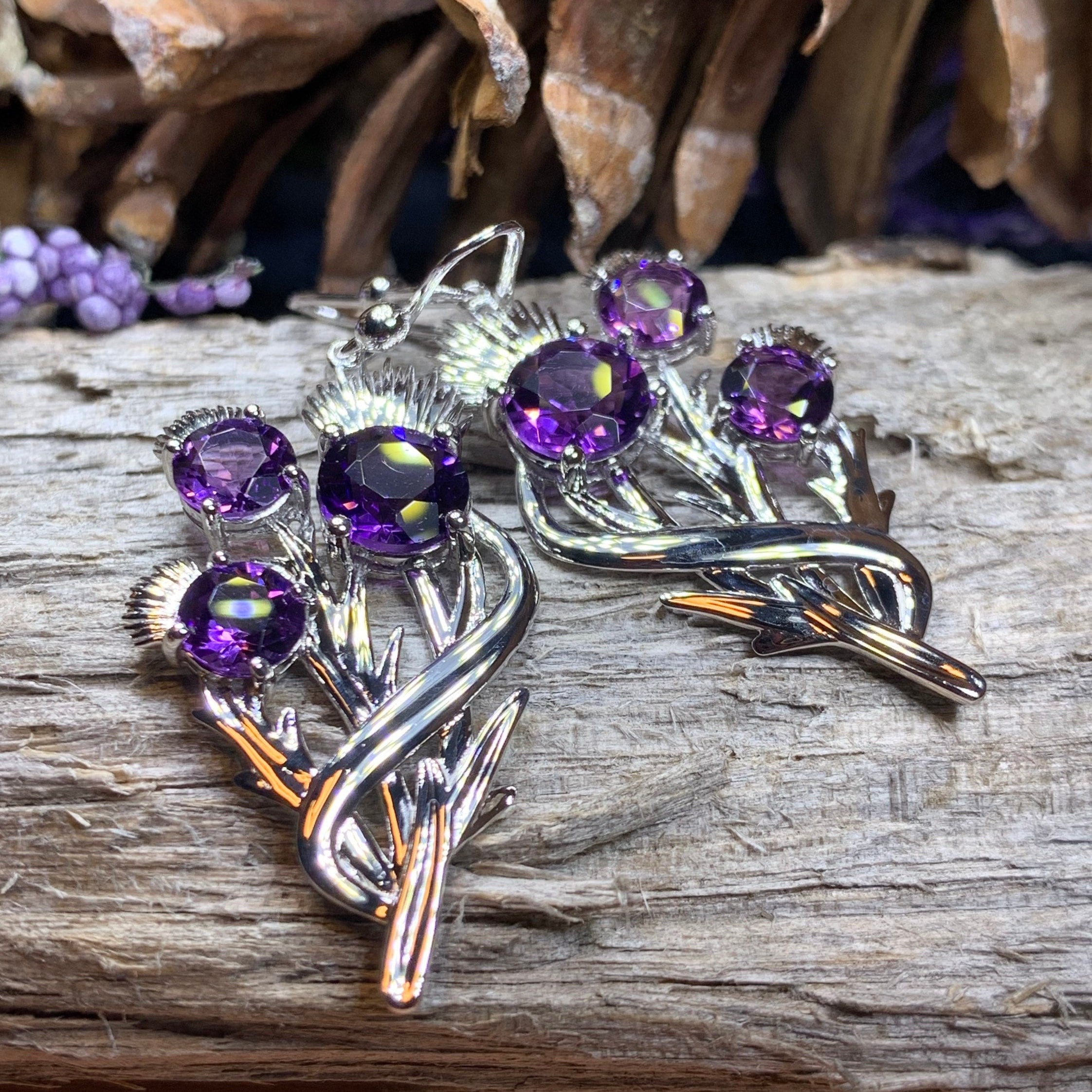 Cairn Croy Thistle Amethyst Earrings