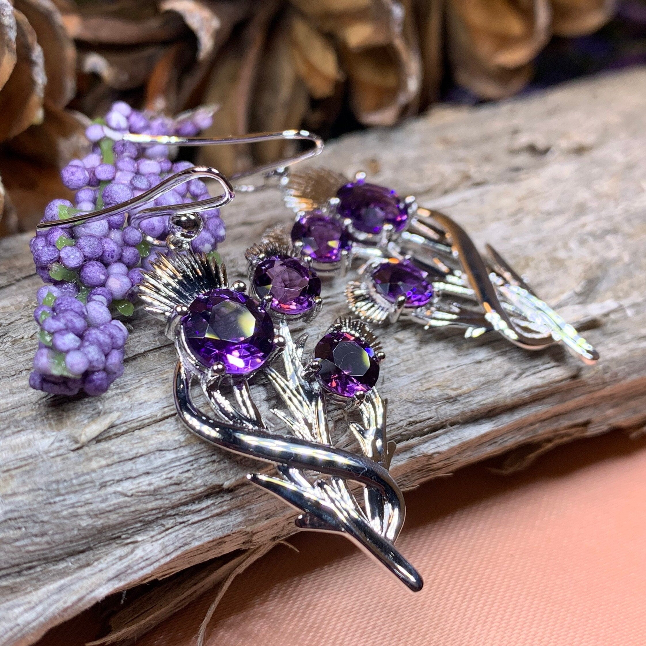 Cairn Croy Thistle Amethyst Earrings