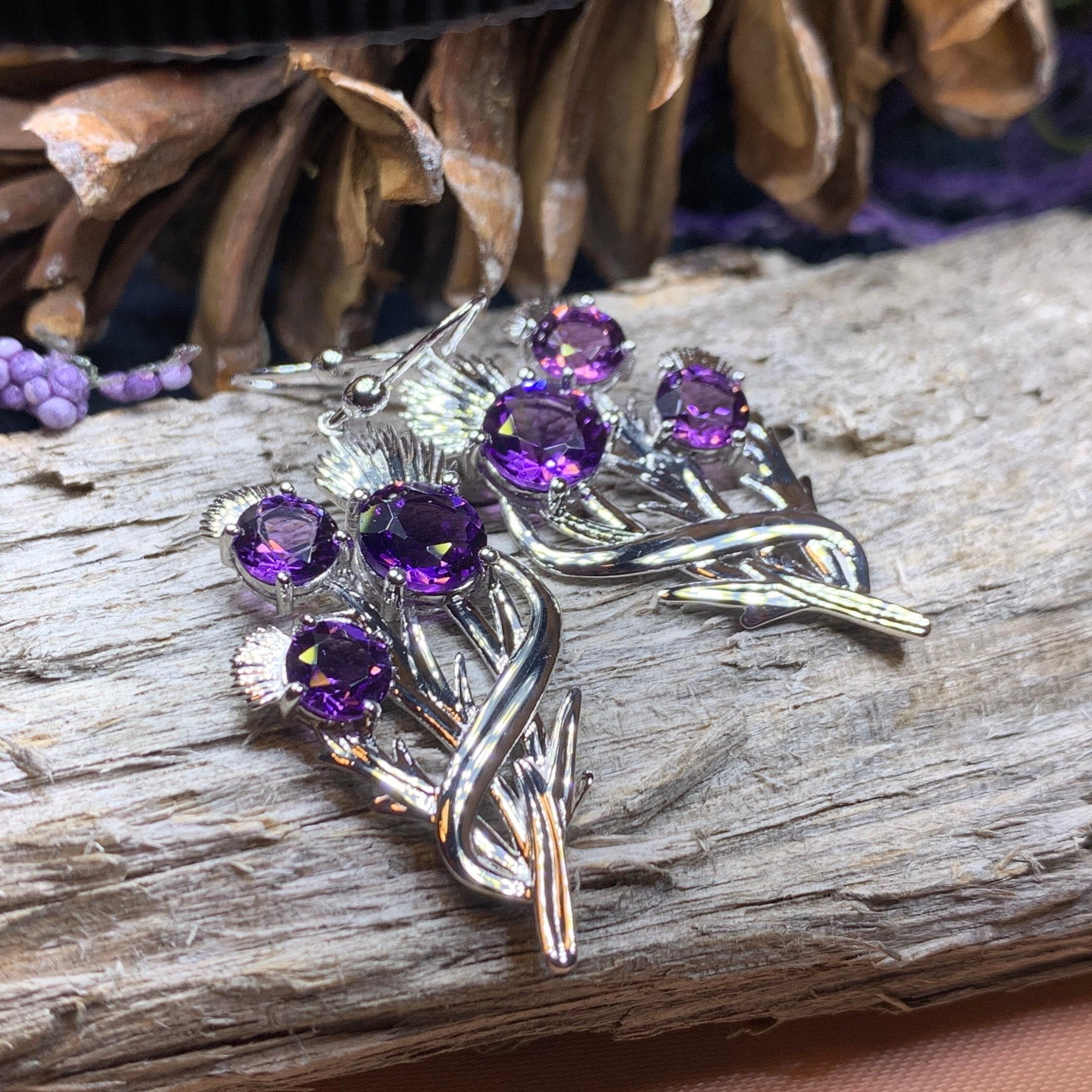 Cairn Croy Thistle Amethyst Earrings