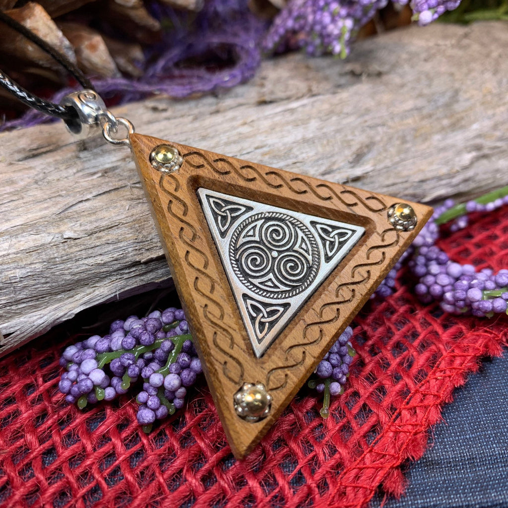 Black Walnut Triple Spiral Necklace