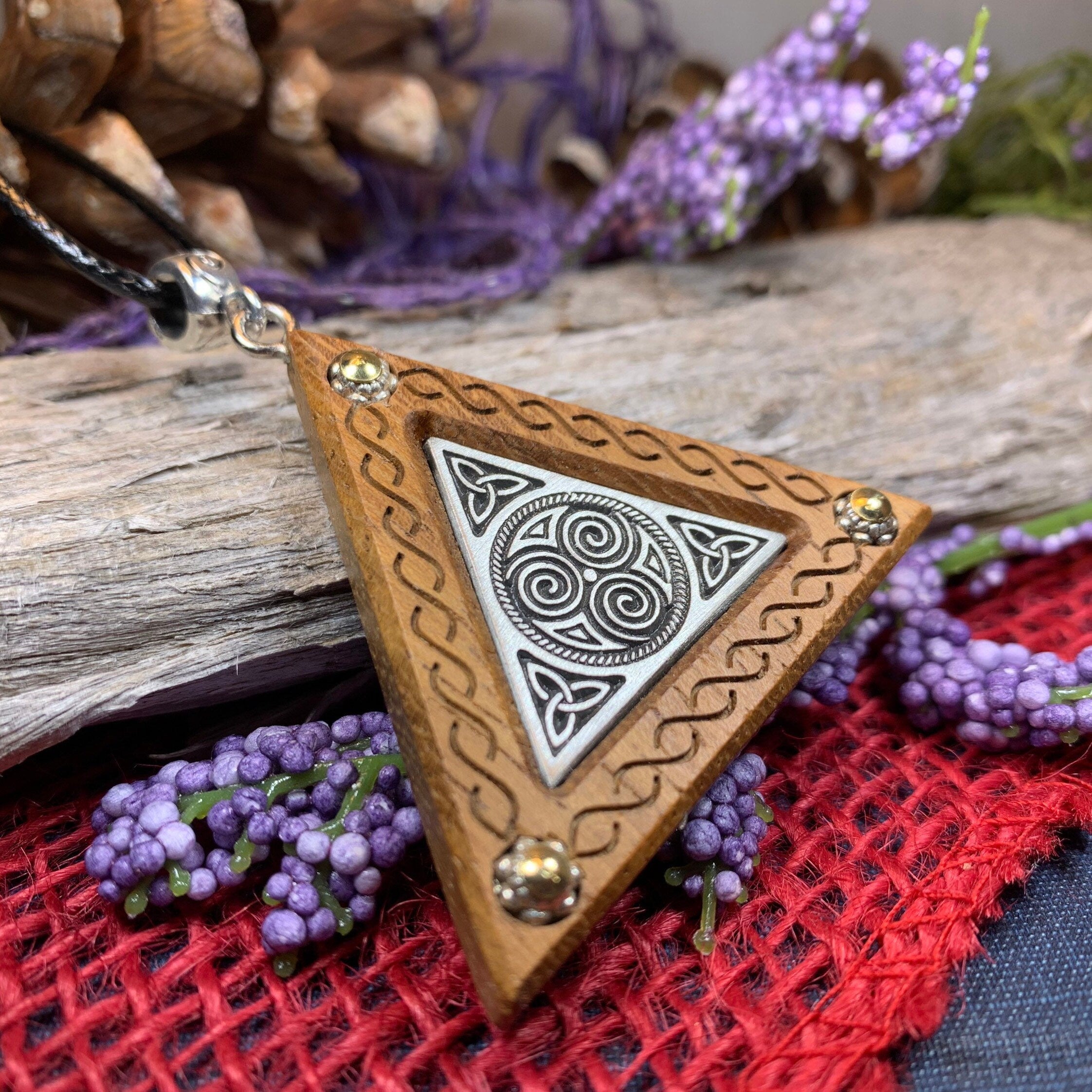 Black Walnut Triple Spiral Necklace