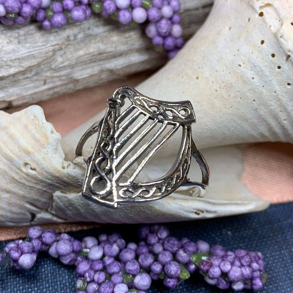 Green Isle Celtic Harp Ring