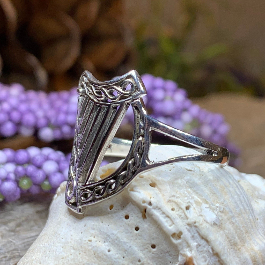 Green Isle Celtic Harp Ring
