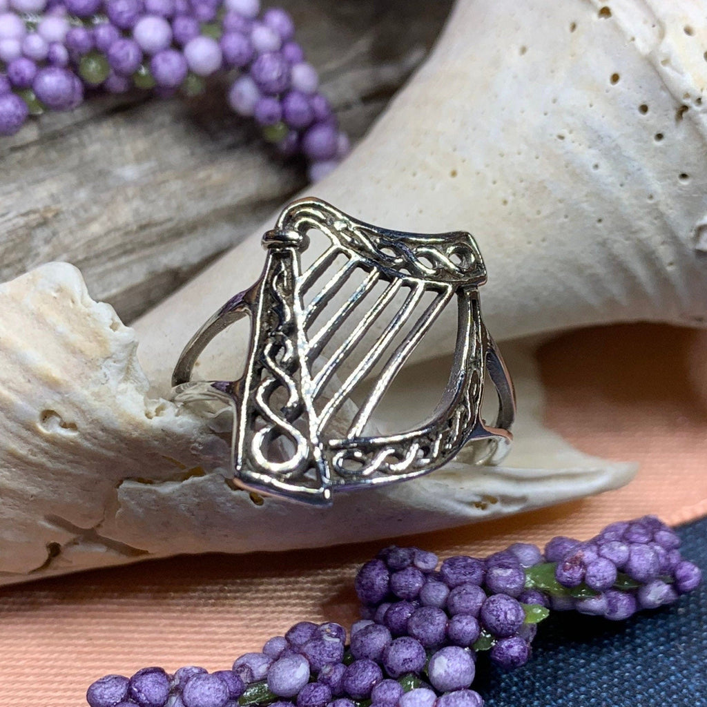 Green Isle Celtic Harp Ring