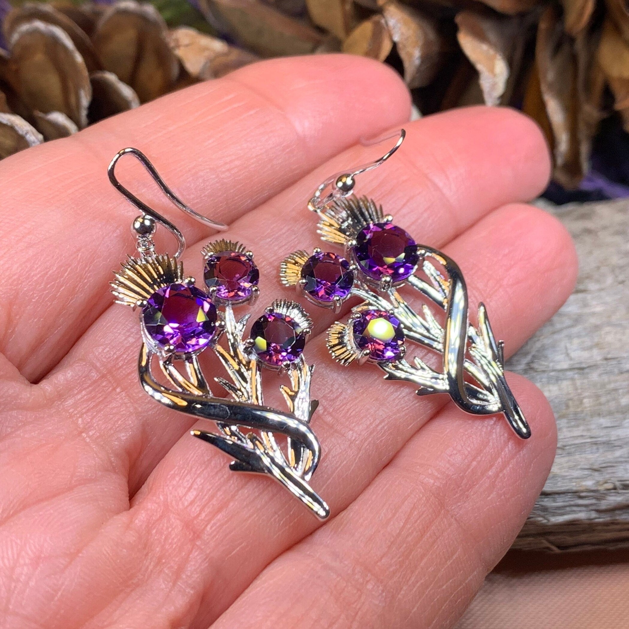 Cairn Croy Thistle Amethyst Earrings