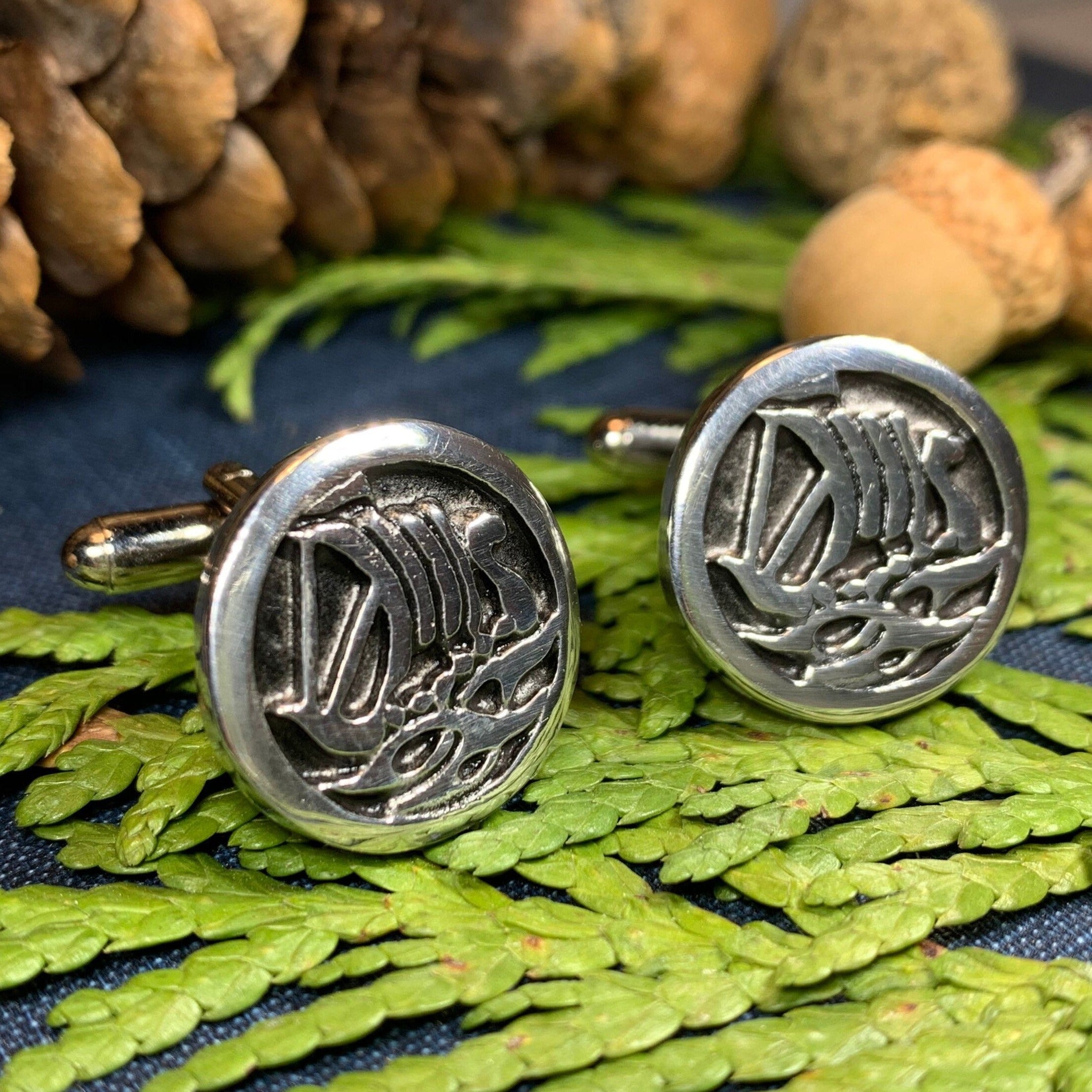 Viking Ship Pewter Cuff Links