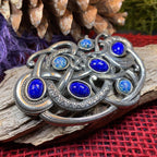Lapis Blue Celtic Dragon Brooch
