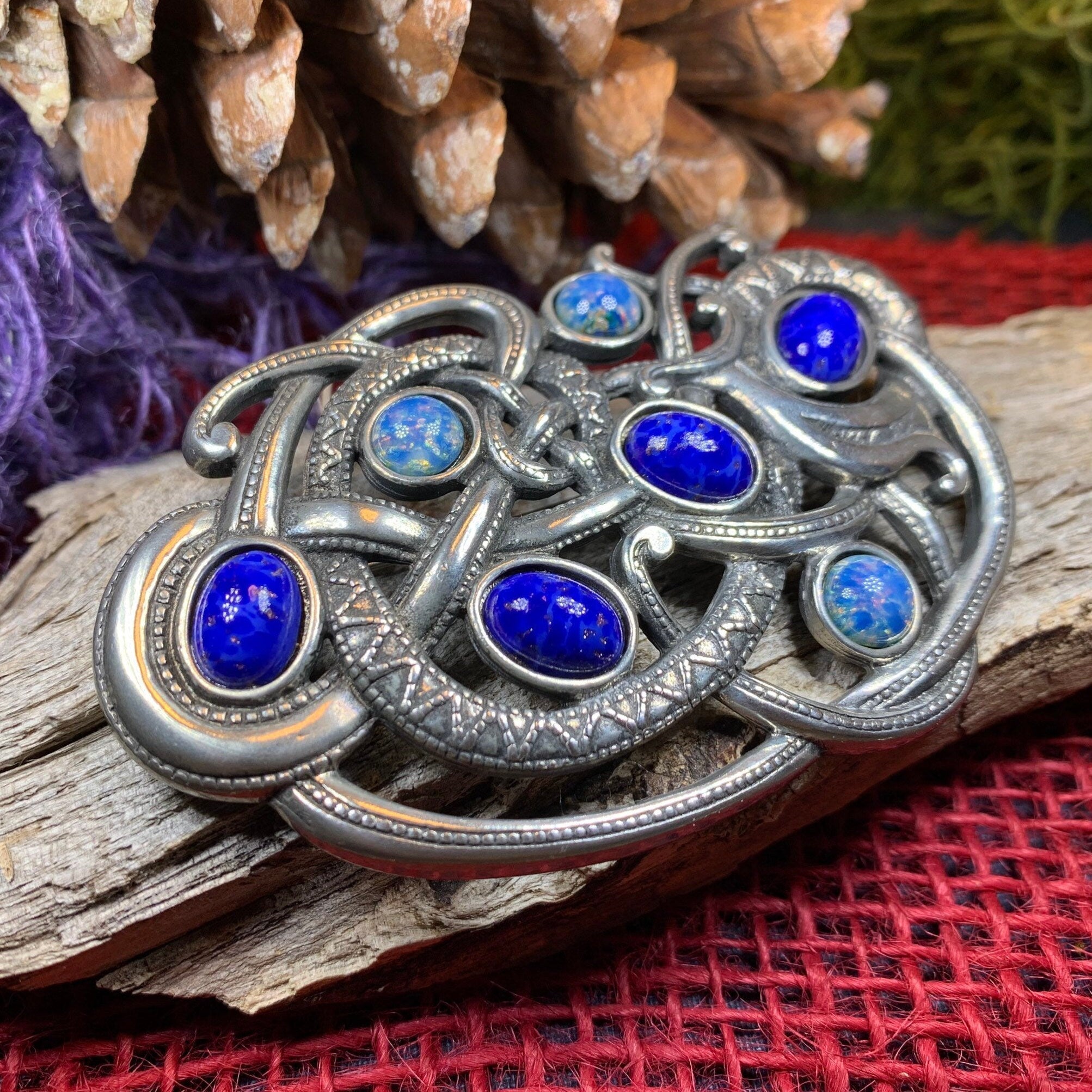 Lapis Blue Celtic Dragon Brooch