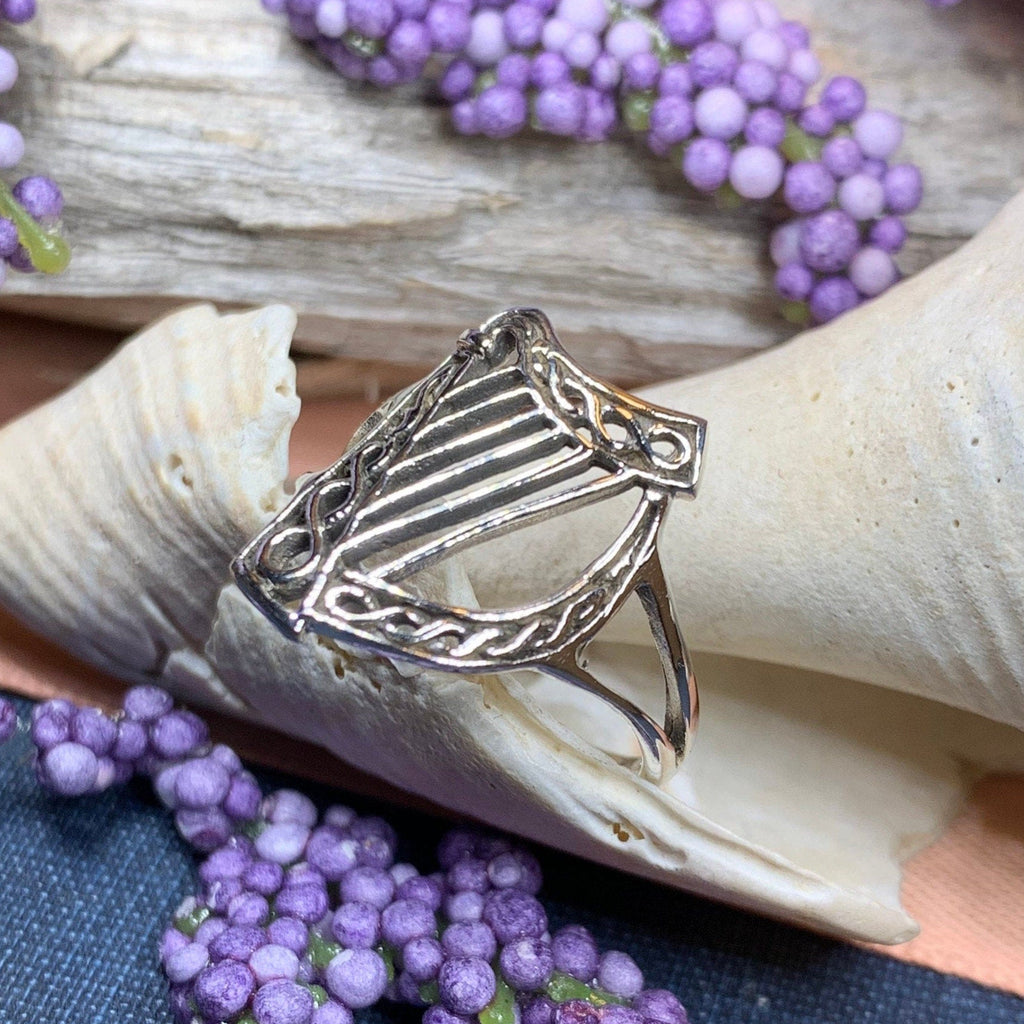 Green Isle Celtic Harp Ring
