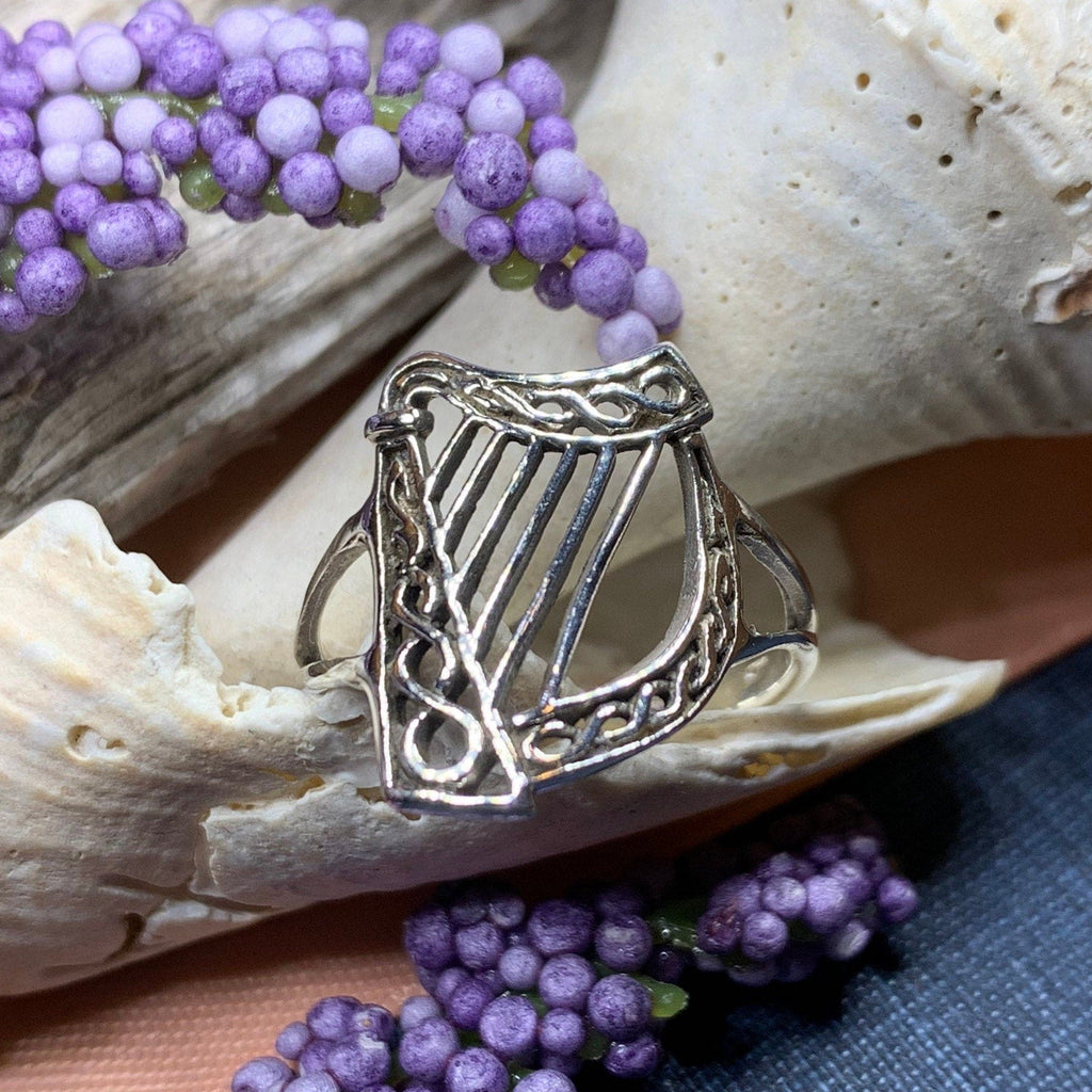 Green Isle Celtic Harp Ring
