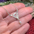 Neamhnaid Celtic Knot Pearl Necklace