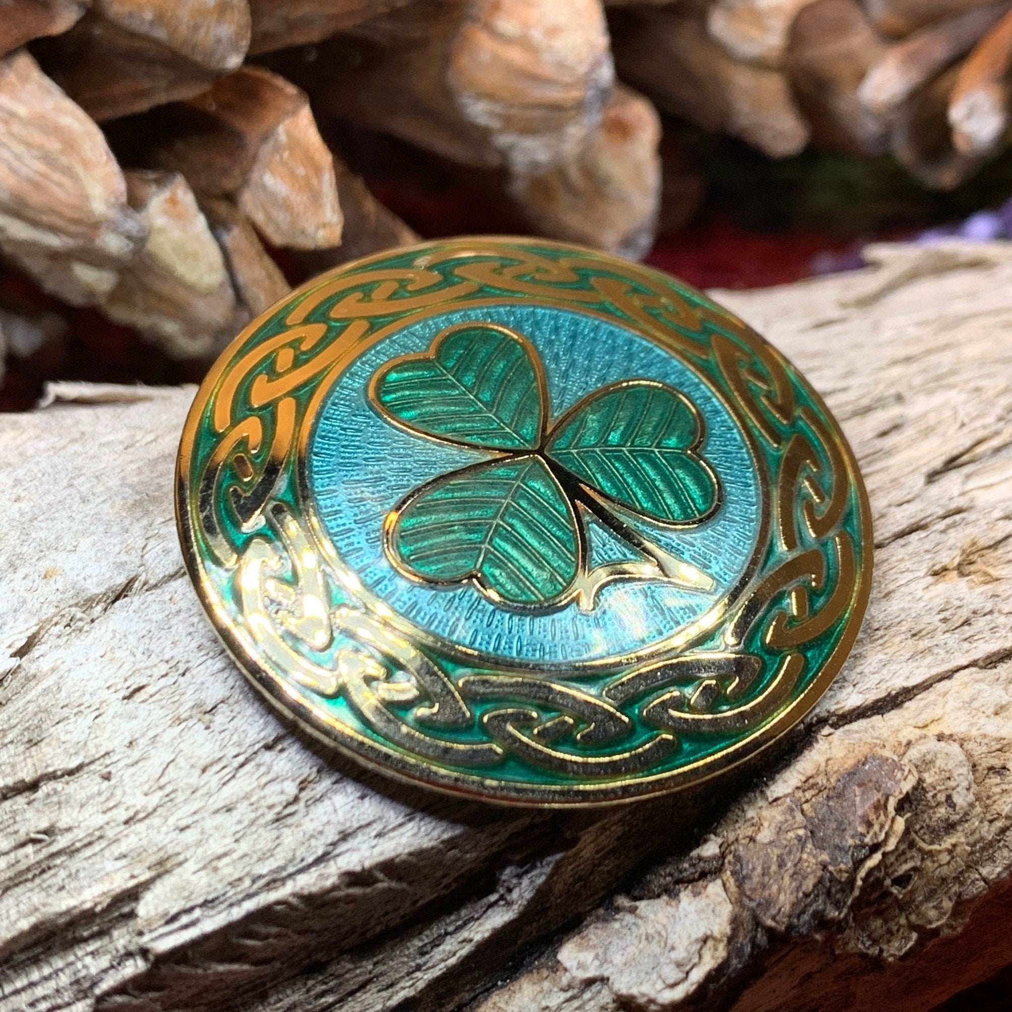 Celtic Shamrock Enamel Brooch