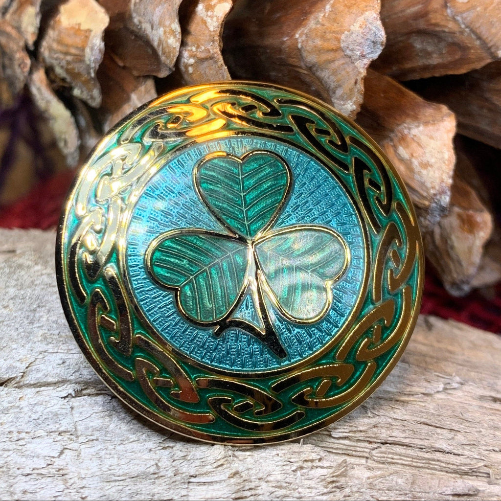 Celtic Shamrock Enamel Brooch