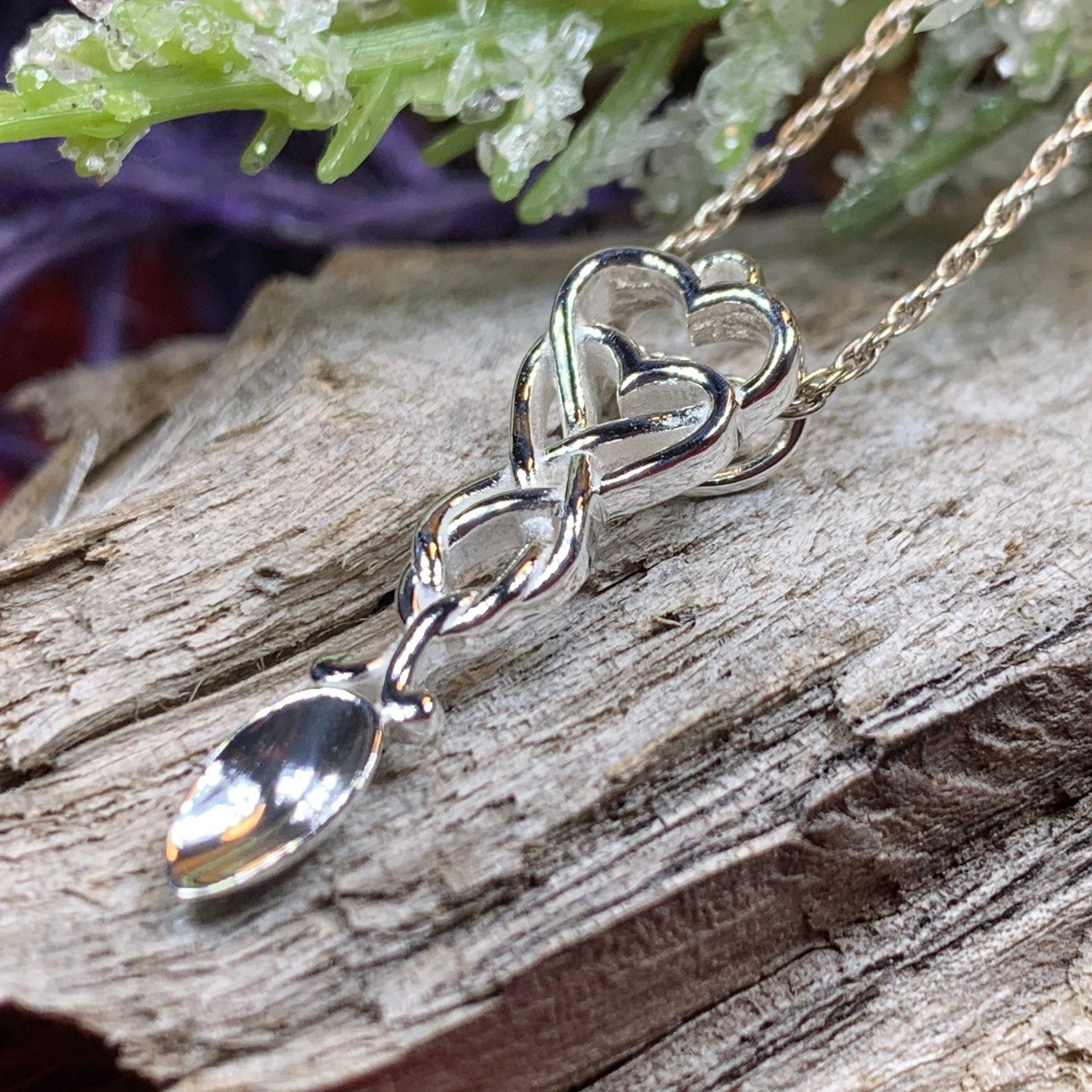 Celtic Hearts Welsh Love Spoon Necklace