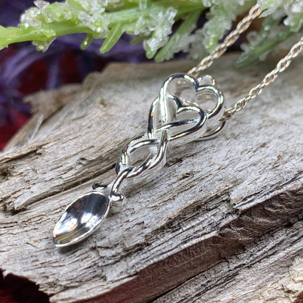 Celtic Hearts Welsh Love Spoon Necklace