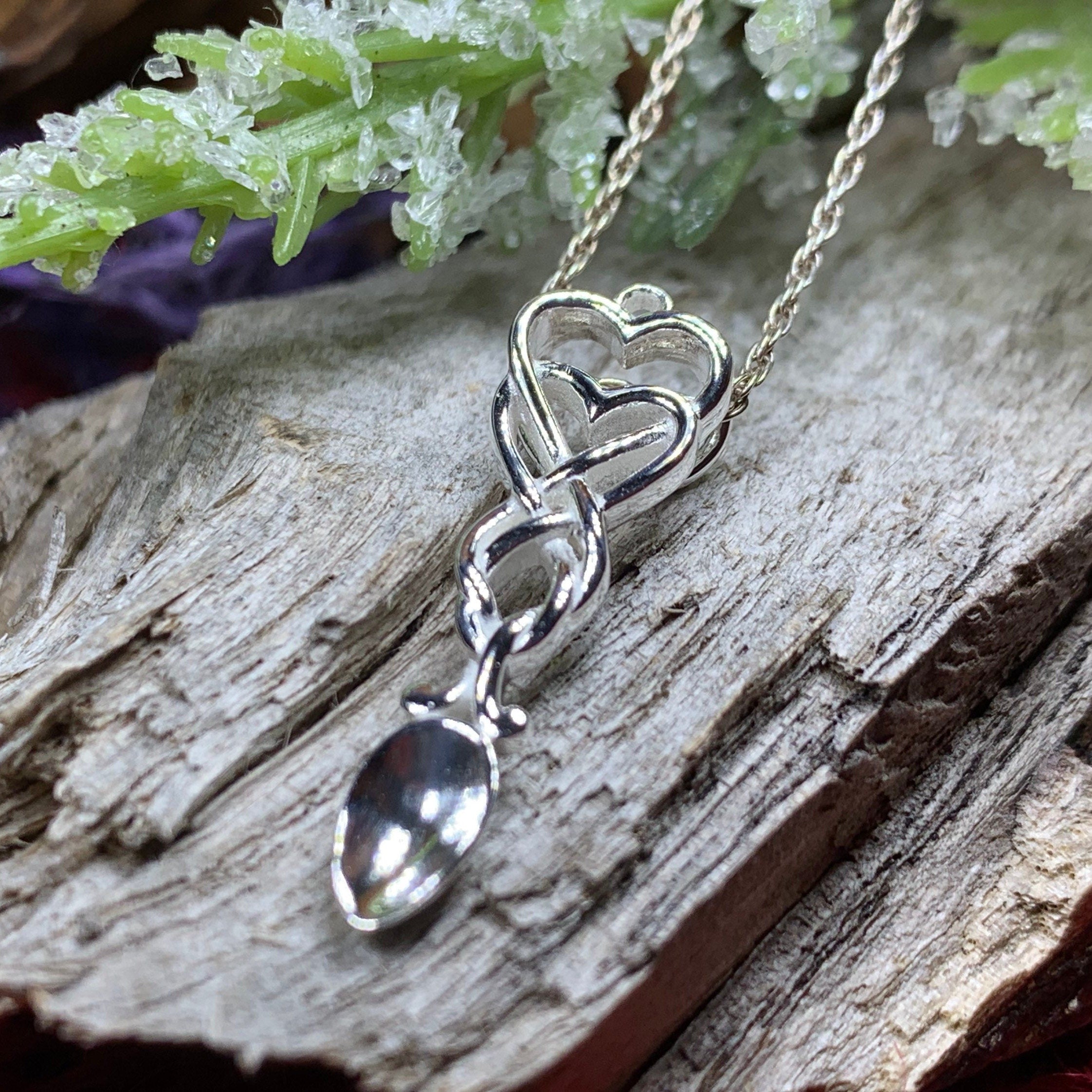 Celtic Hearts Welsh Love Spoon Necklace