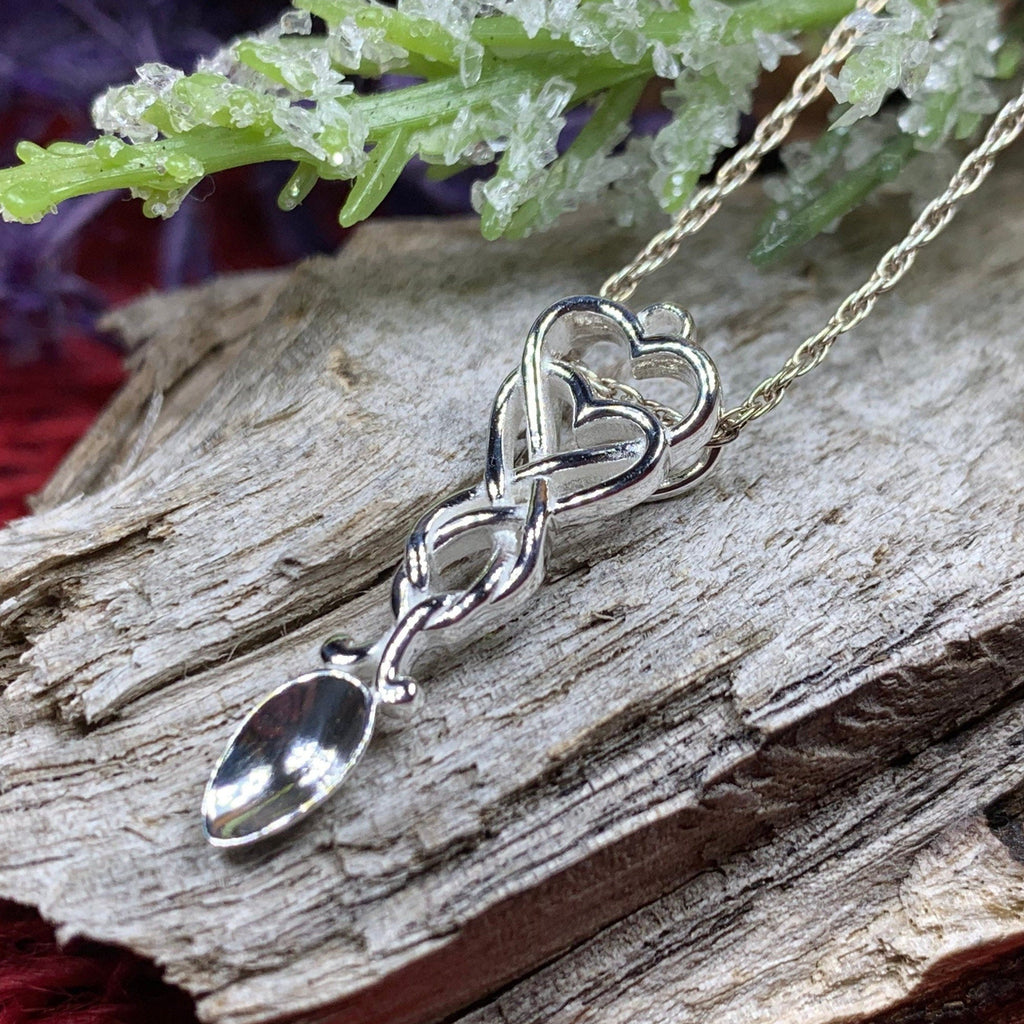 Celtic Hearts Welsh Love Spoon Necklace