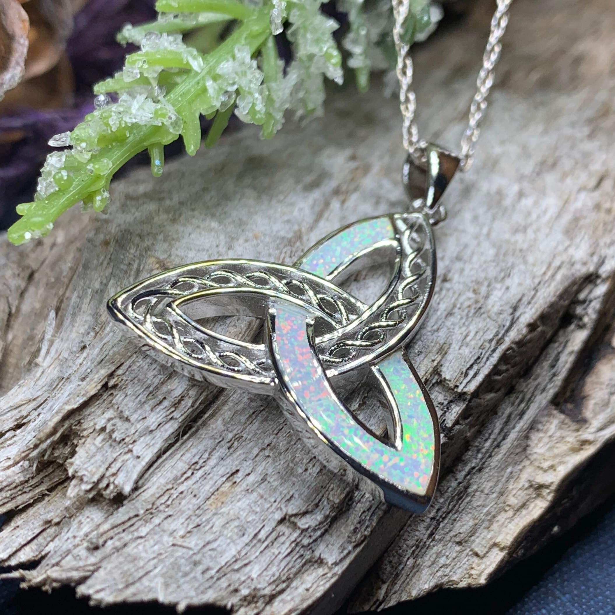 Fire Opal Celtic Knot Necklace