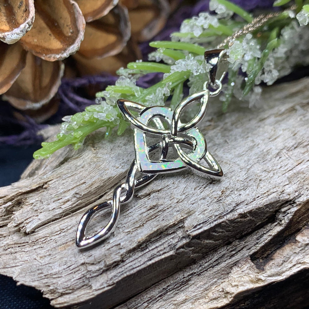 Aurora Opal Celtic Cross Necklace