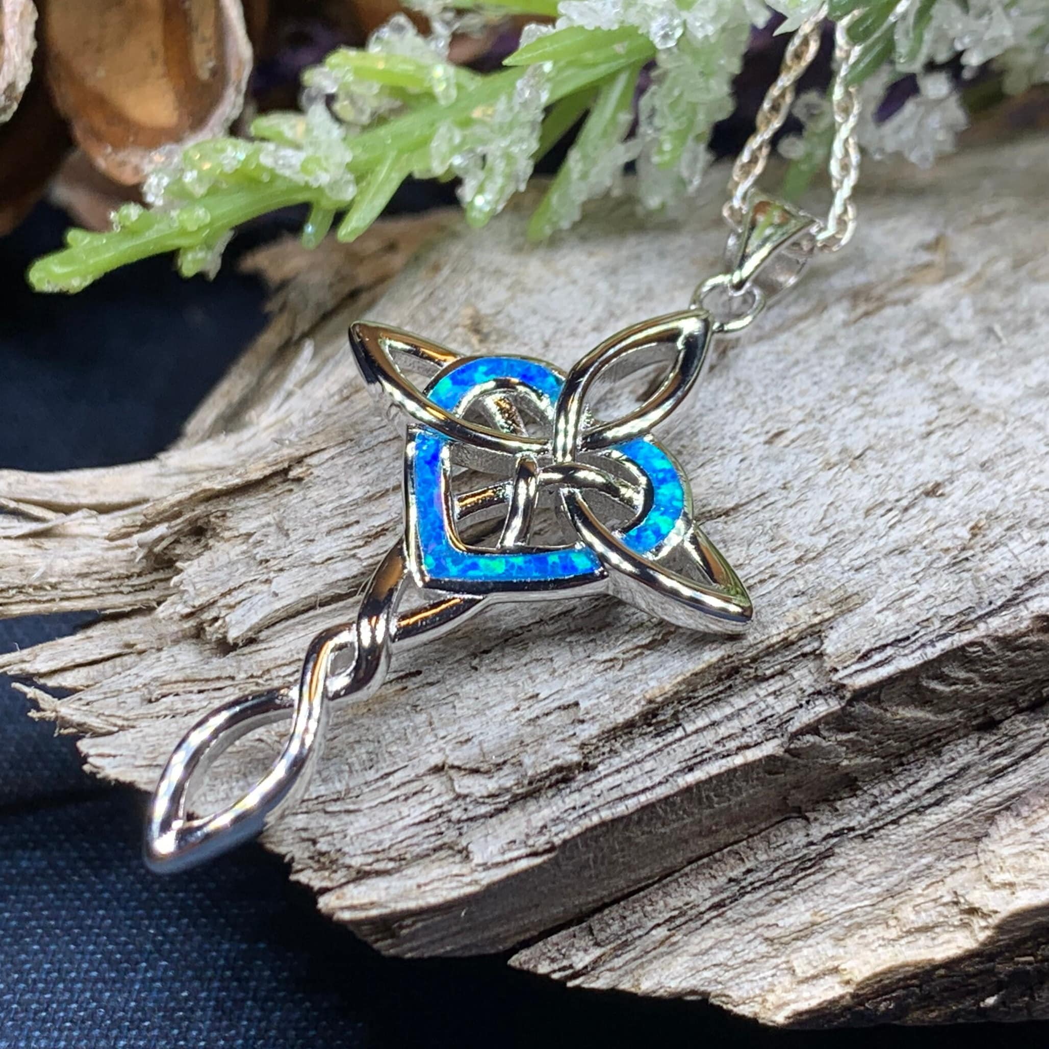 Aurora Opal Celtic Cross Necklace
