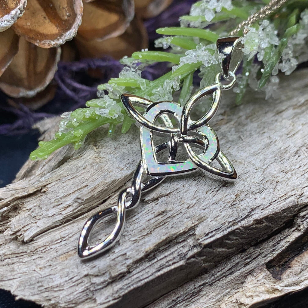 Aurora Opal Celtic Cross Necklace
