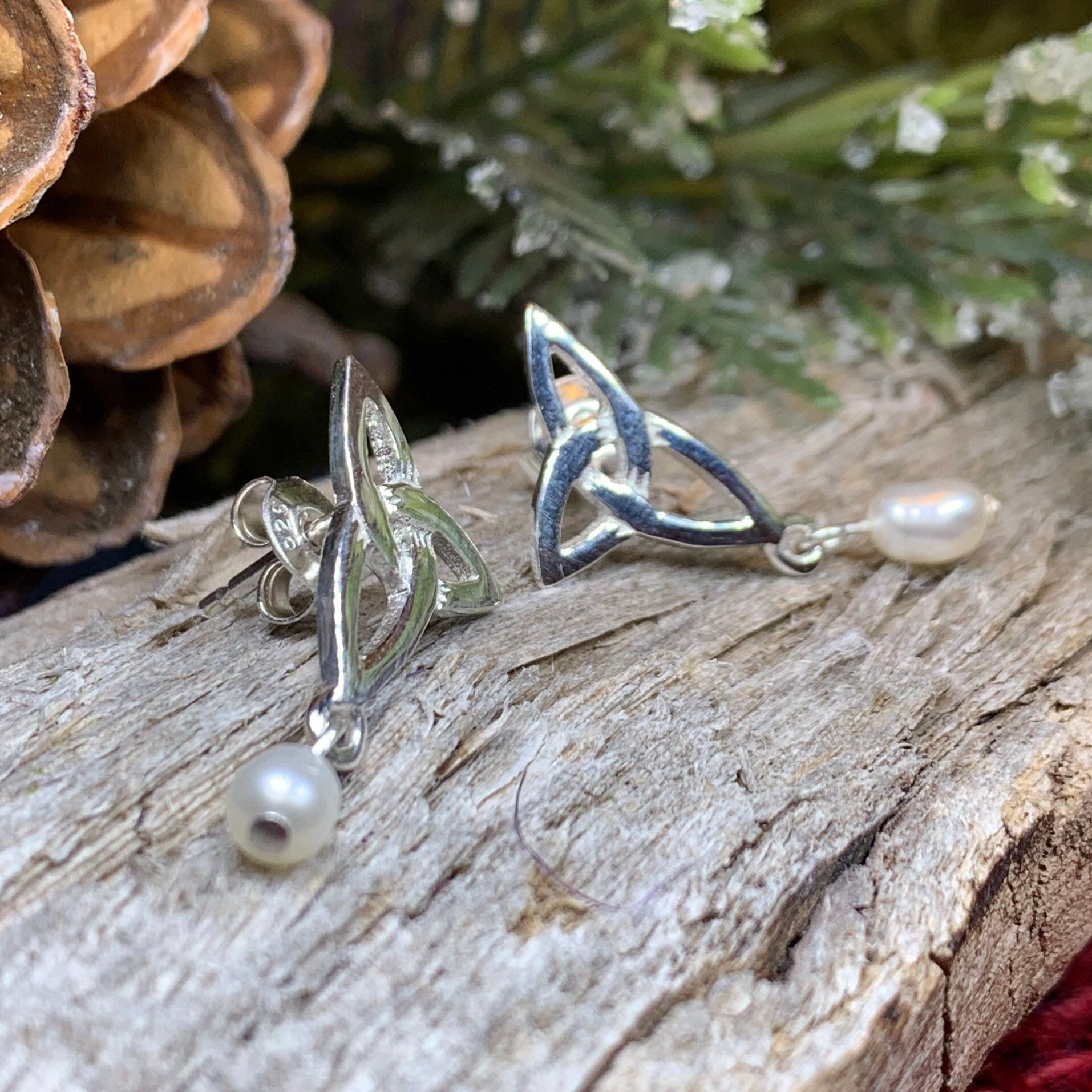 Katina Celtic Knot Pearl Earrings