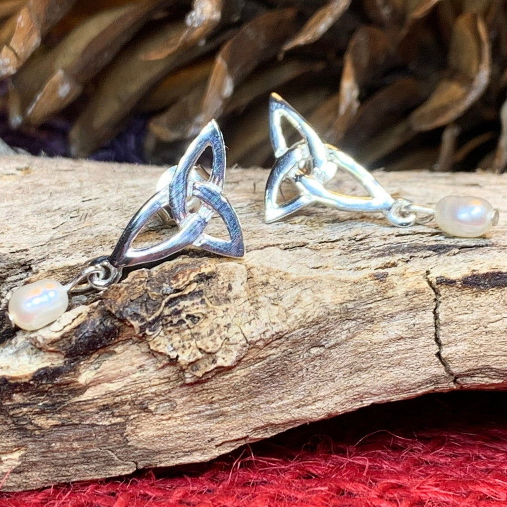 Katina Celtic Knot Pearl Earrings