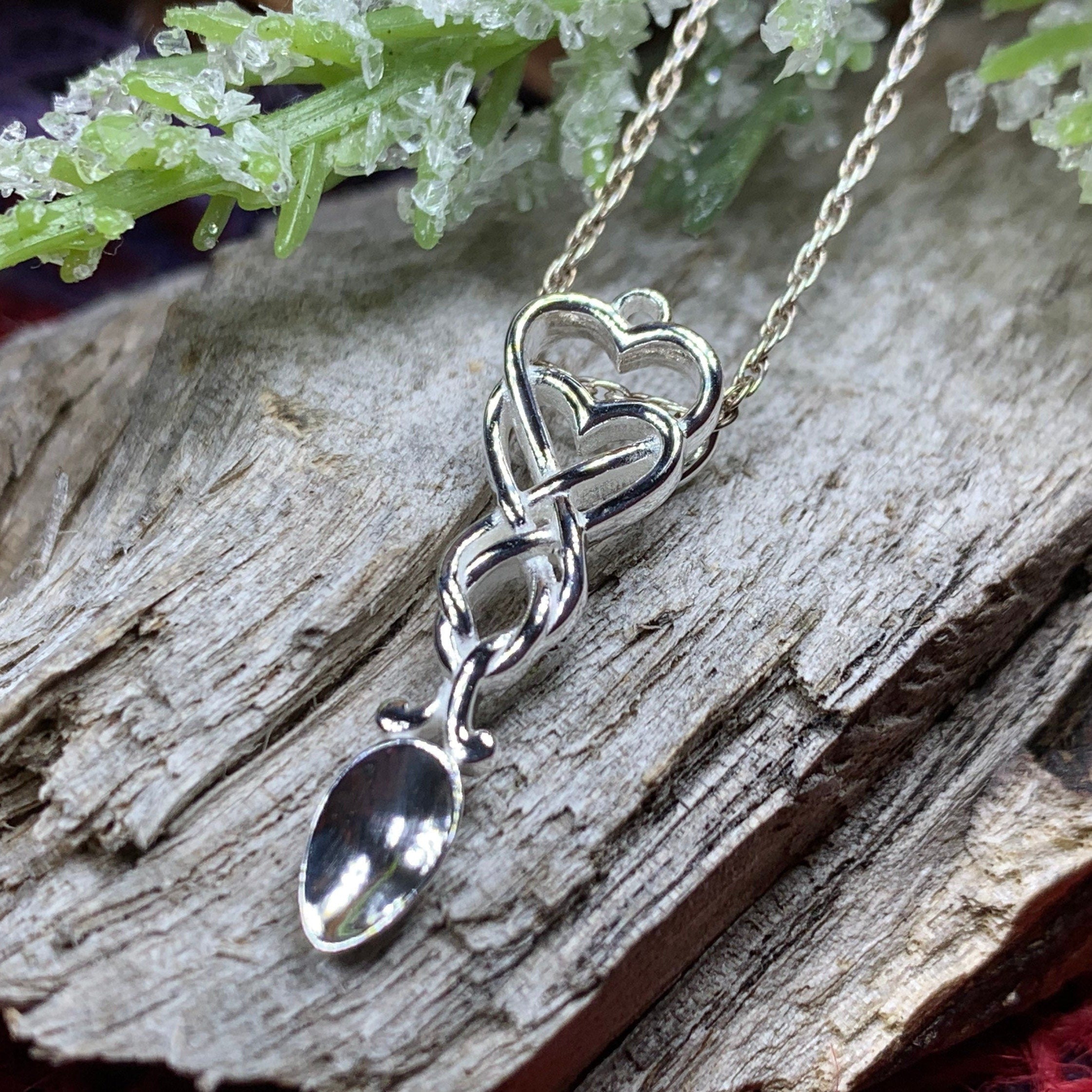 Celtic Hearts Welsh Love Spoon Necklace